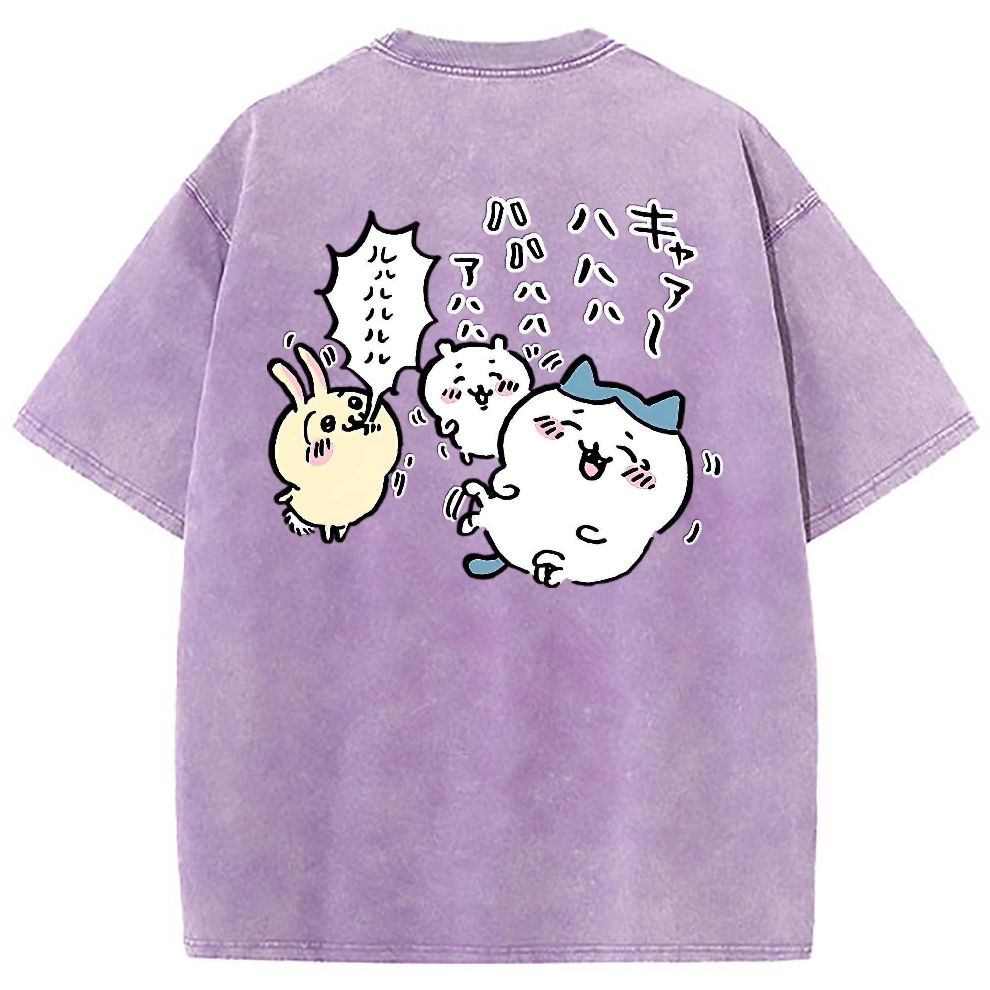 （画像用） ちいかわ うさぎ Chii-kawa usagi 綿100% ヴィンテージ風 半袖Tシャツ（背面プリント）
