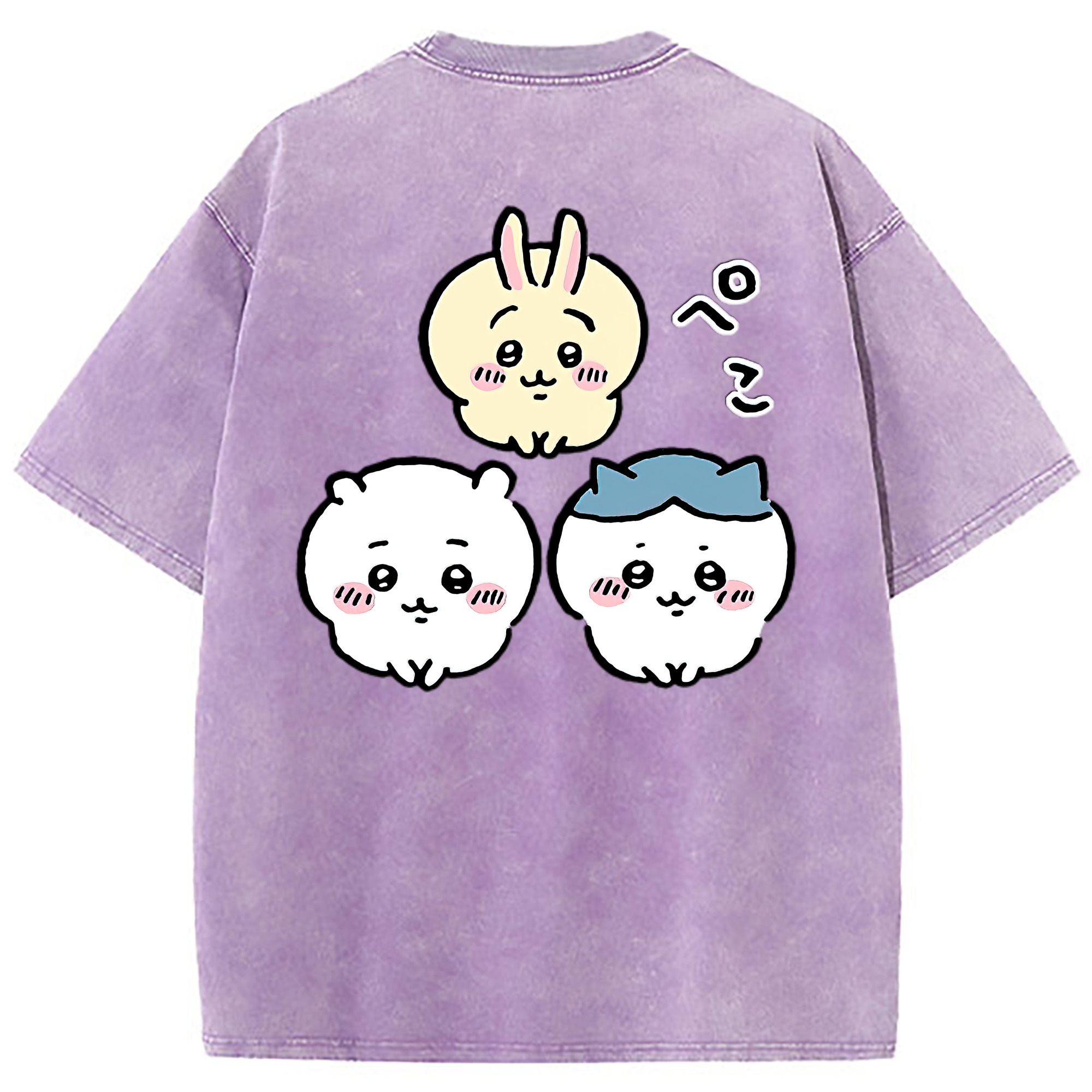 （画像用） ちいかわ うさぎ Chii-kawa usagi 綿100% ヴィンテージ風 半袖Tシャツ（背面プリント）