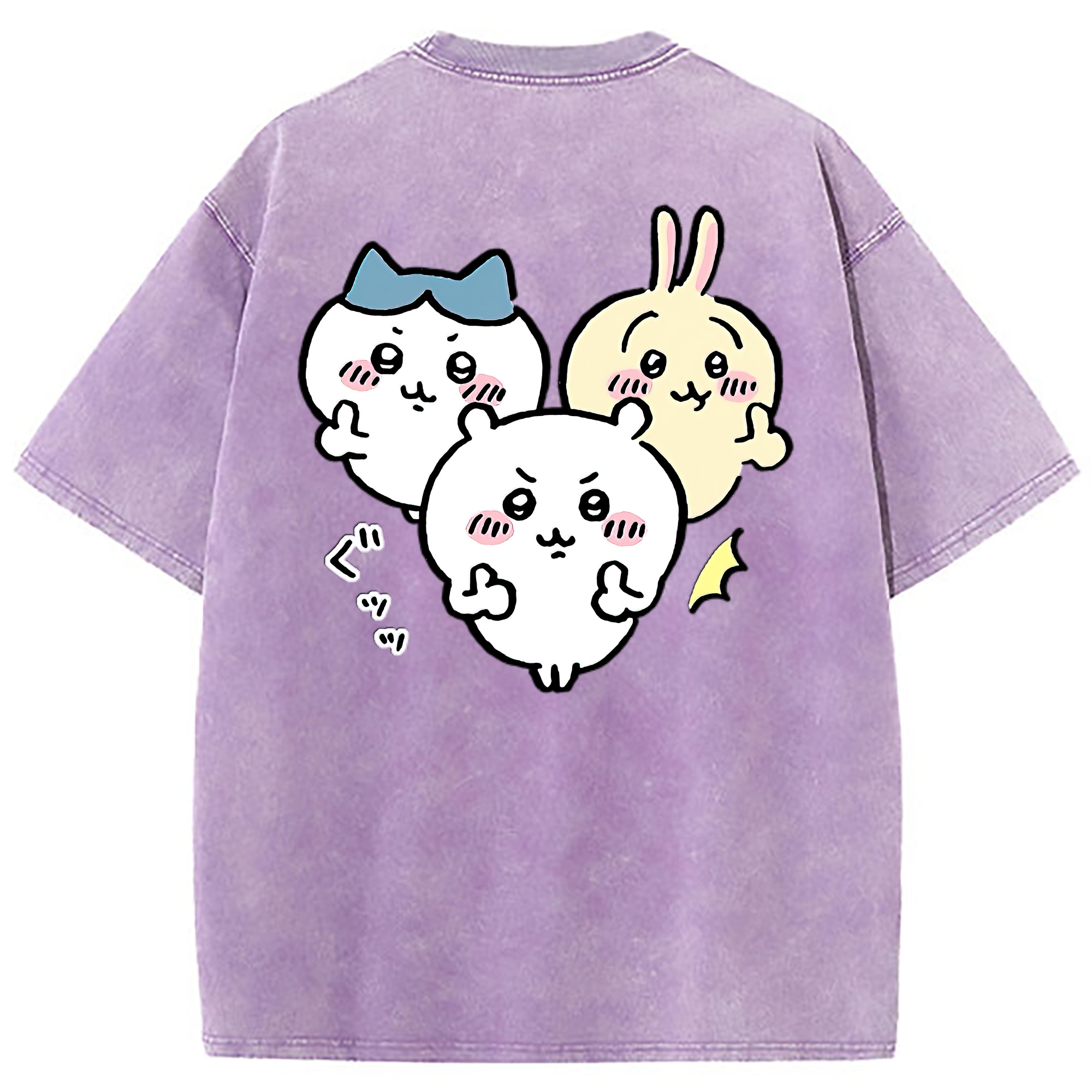 （画像用） ちいかわ うさぎ Chii-kawa usagi 綿100% ヴィンテージ風 半袖Tシャツ（背面プリント）