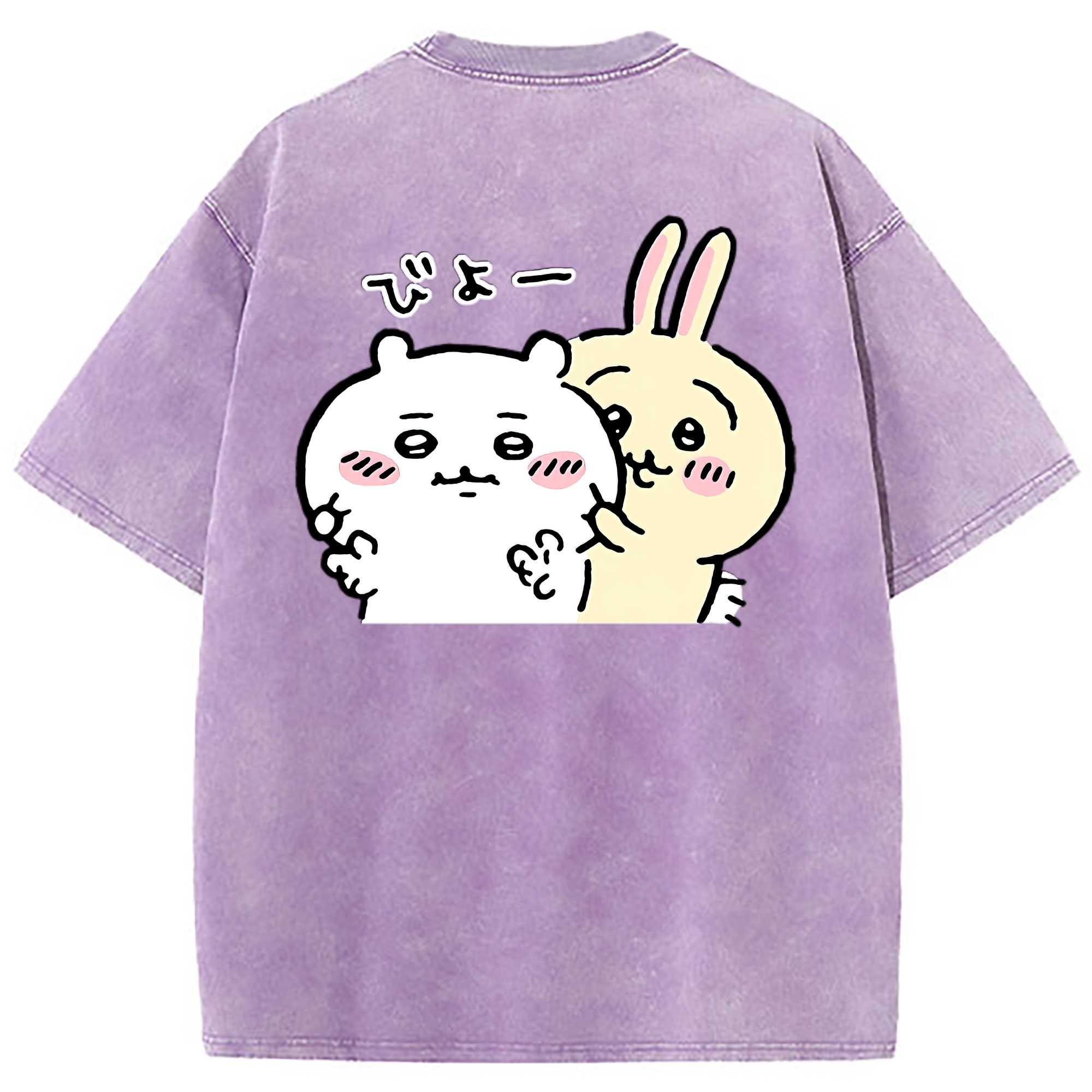 （画像用） ちいかわ うさぎ Chii-kawa usagi 綿100% ヴィンテージ風 半袖Tシャツ（背面プリント）