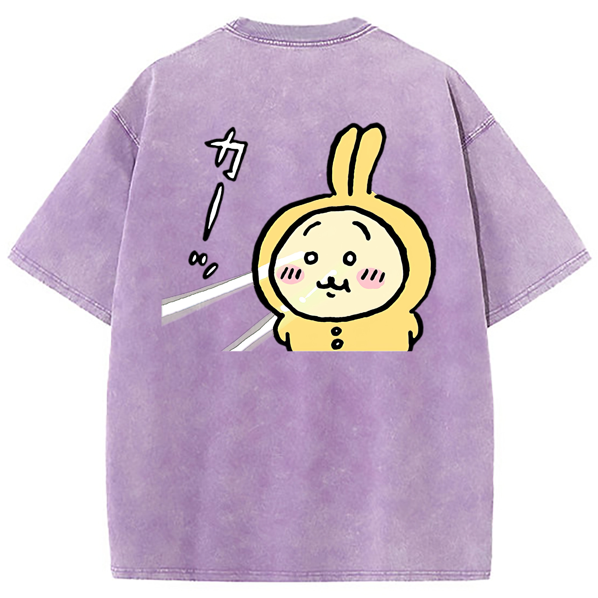 （画像用） ちいかわ うさぎ Chii-kawa usagi 綿100% ヴィンテージ風 半袖Tシャツ（背面プリント）