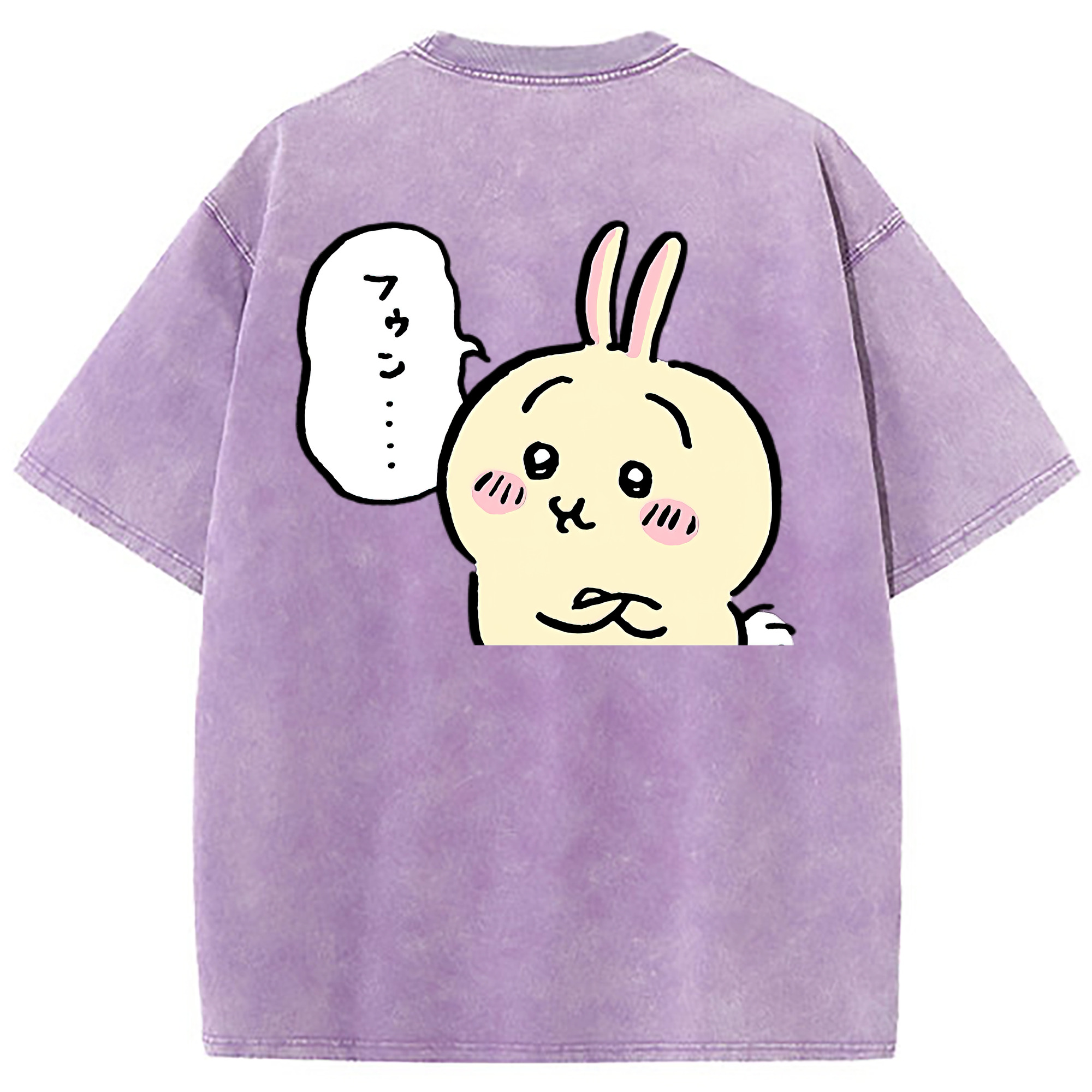 （画像用） ちいかわ うさぎ Chii-kawa usagi 綿100% ヴィンテージ風 半袖Tシャツ（背面プリント）