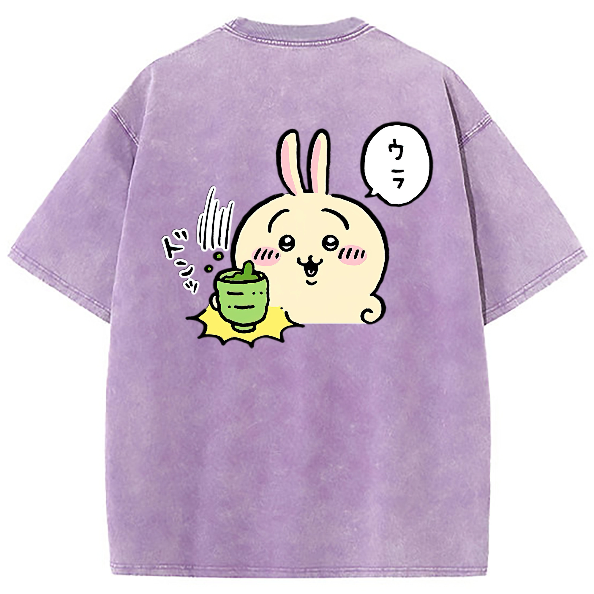 （画像用） ちいかわ うさぎ Chii-kawa usagi 綿100% ヴィンテージ風 半袖Tシャツ（背面プリント）
