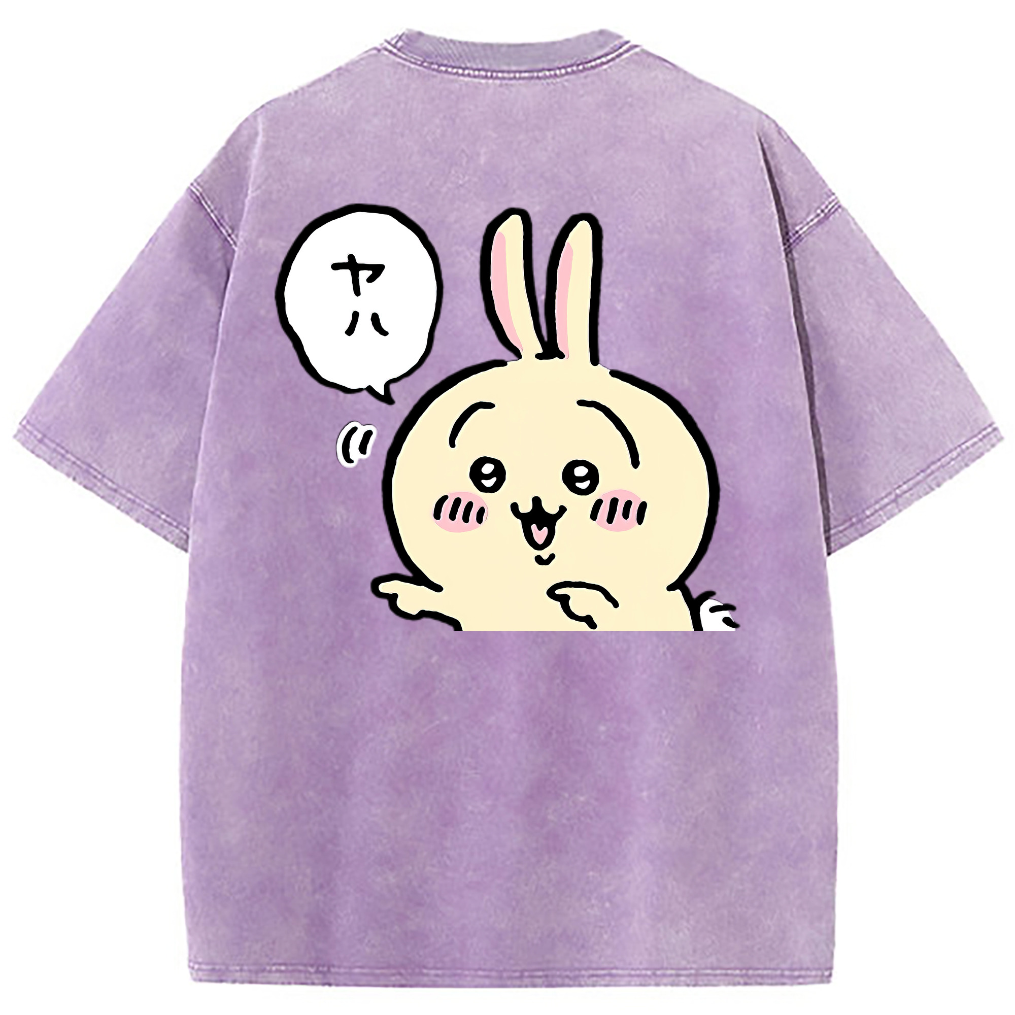 （画像用） ちいかわ うさぎ Chii-kawa usagi 綿100% ヴィンテージ風 半袖Tシャツ（背面プリント）