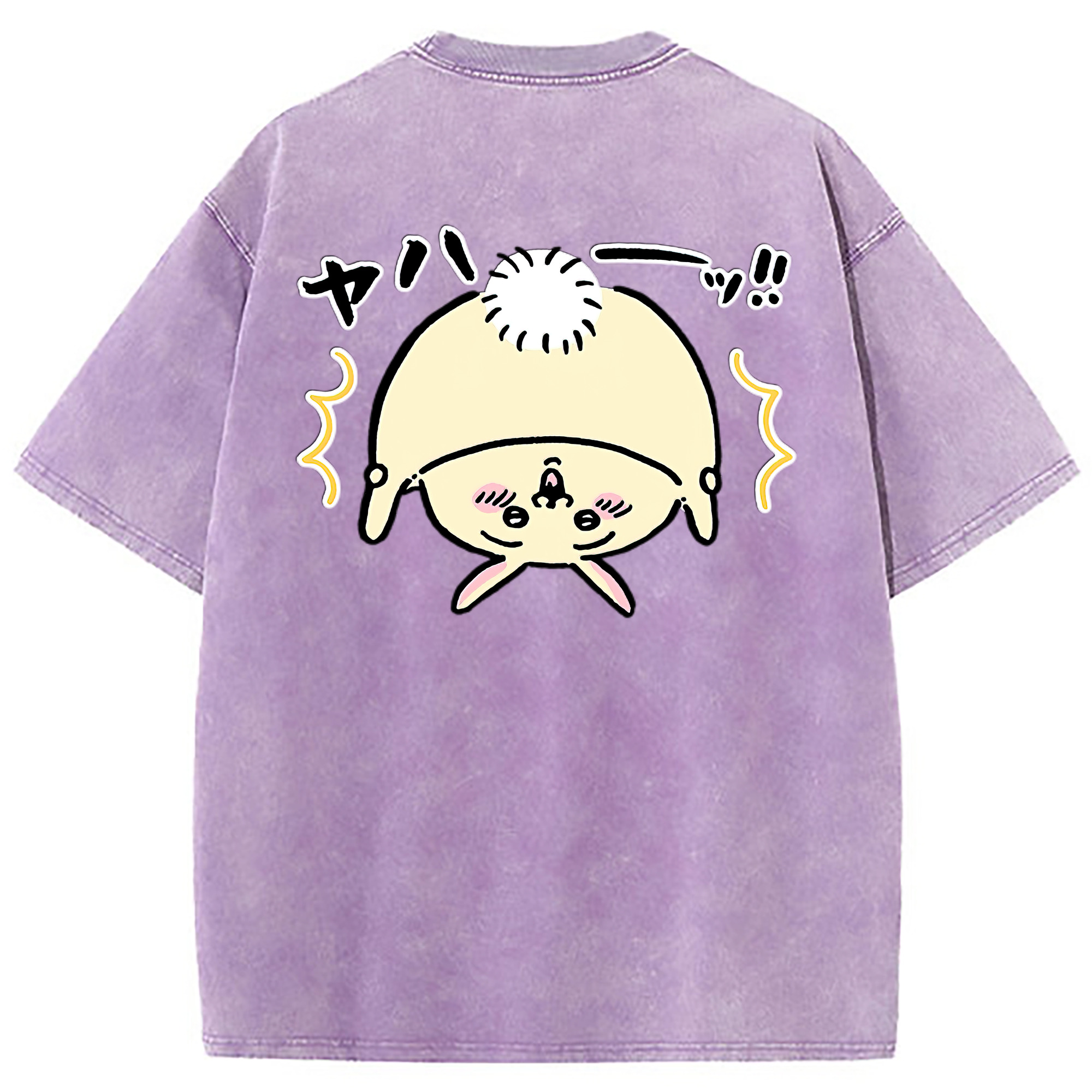 （画像用） ちいかわ うさぎ Chii-kawa usagi 綿100% ヴィンテージ風 半袖Tシャツ（背面プリント）