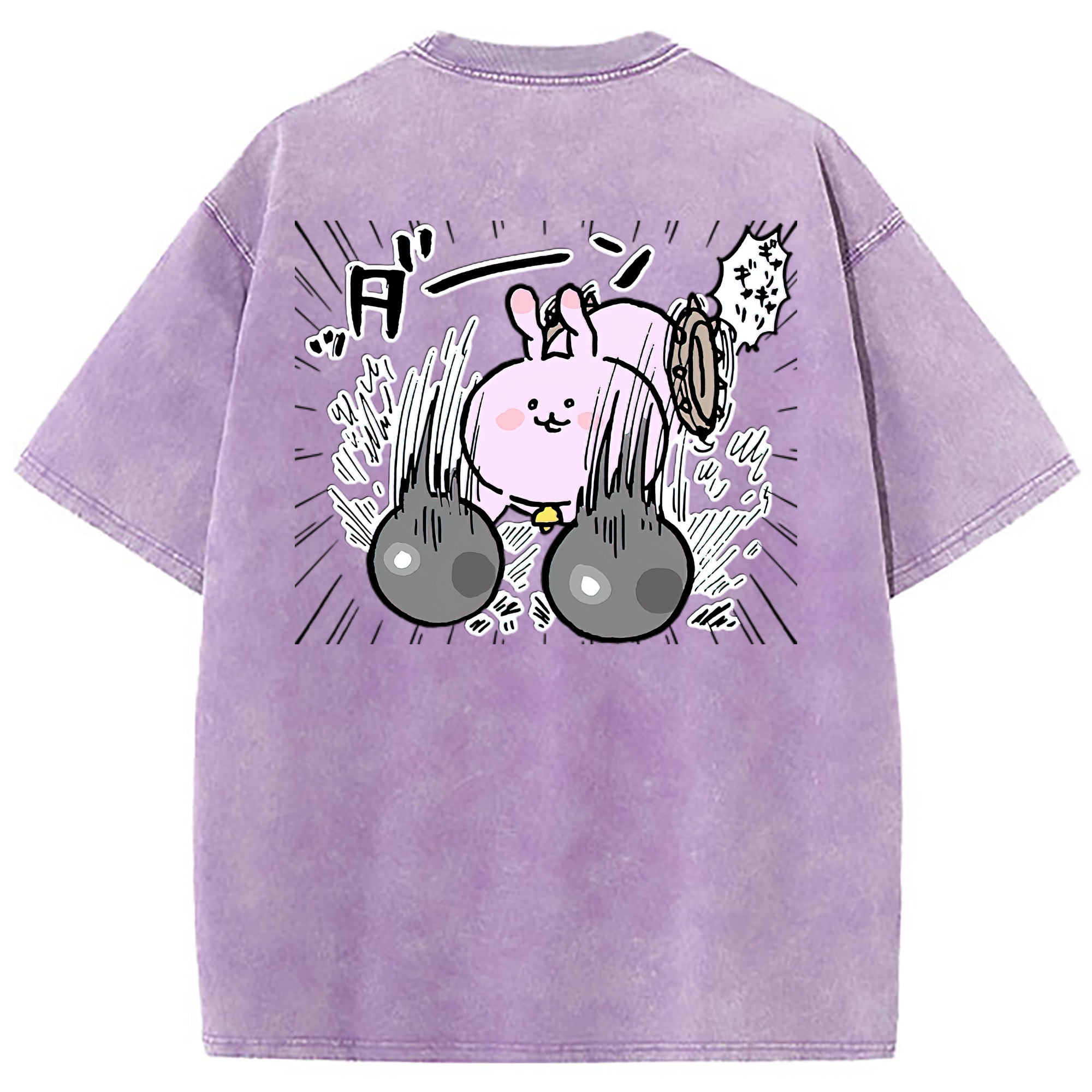 （画像用） ちいかわ うさぎ Chii-kawa usagi 綿100% ヴィンテージ風 半袖Tシャツ（背面プリント）