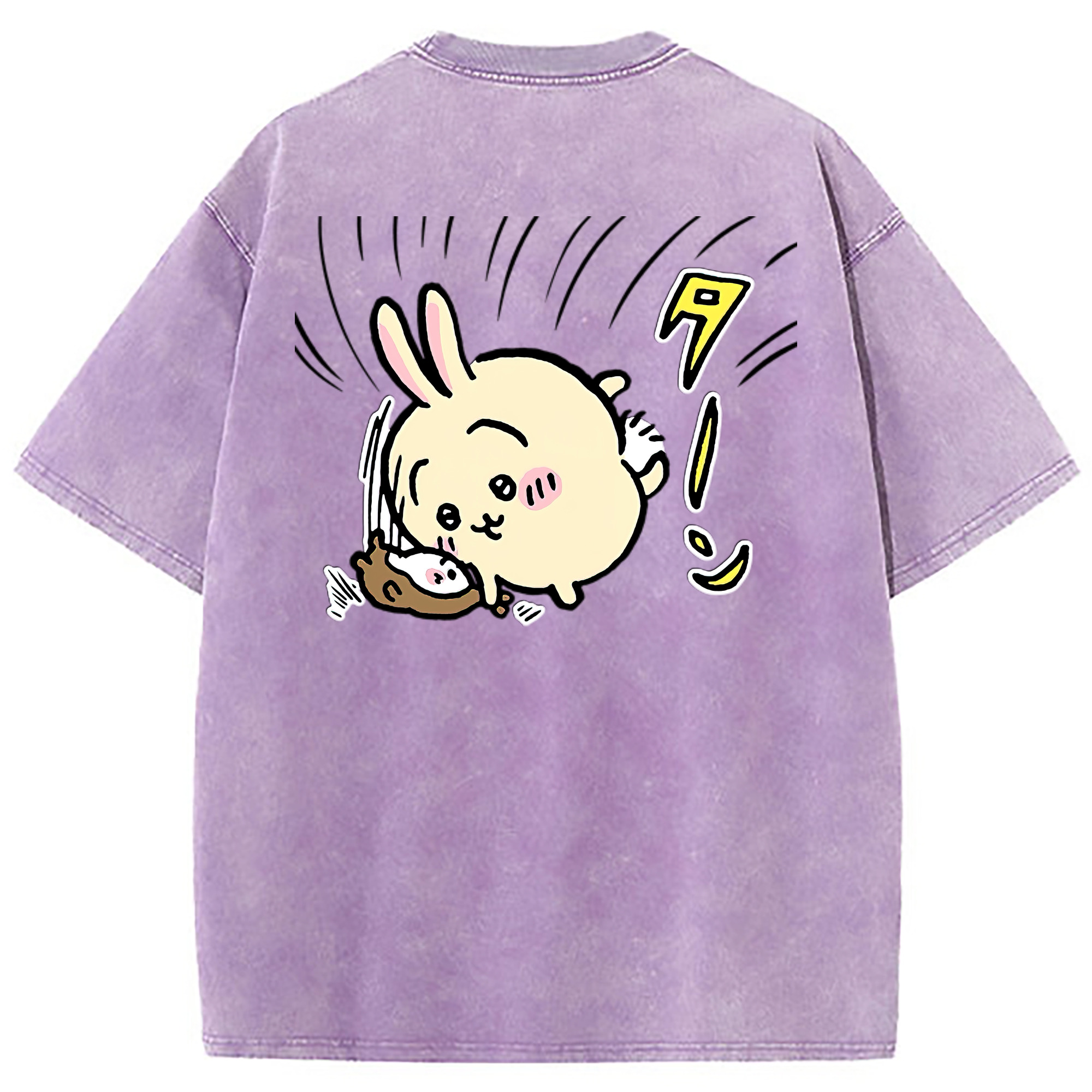 （画像用） ちいかわ うさぎ Chii-kawa usagi 綿100% ヴィンテージ風 半袖Tシャツ（背面プリント）