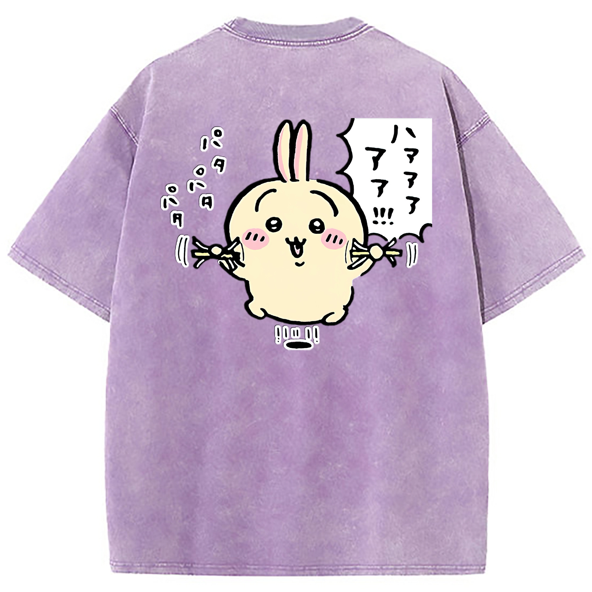 （画像用） ちいかわ うさぎ Chii-kawa usagi 綿100% ヴィンテージ風 半袖Tシャツ（背面プリント）