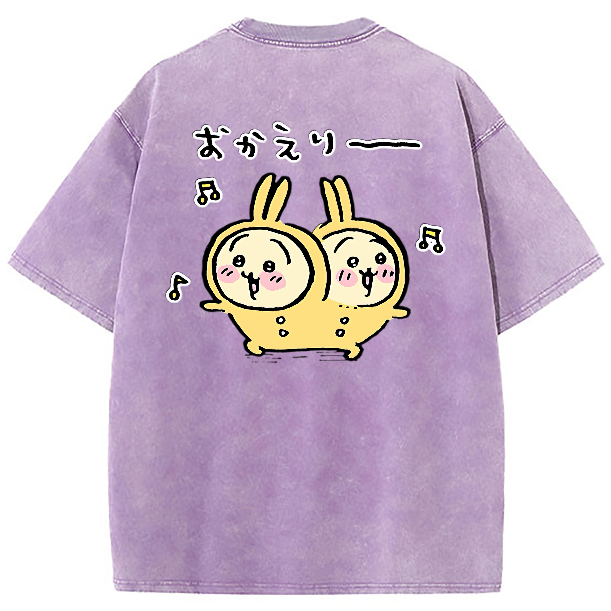 （画像用） ちいかわ うさぎ Chii-kawa usagi 綿100% ヴィンテージ風 半袖Tシャツ（背面プリント）