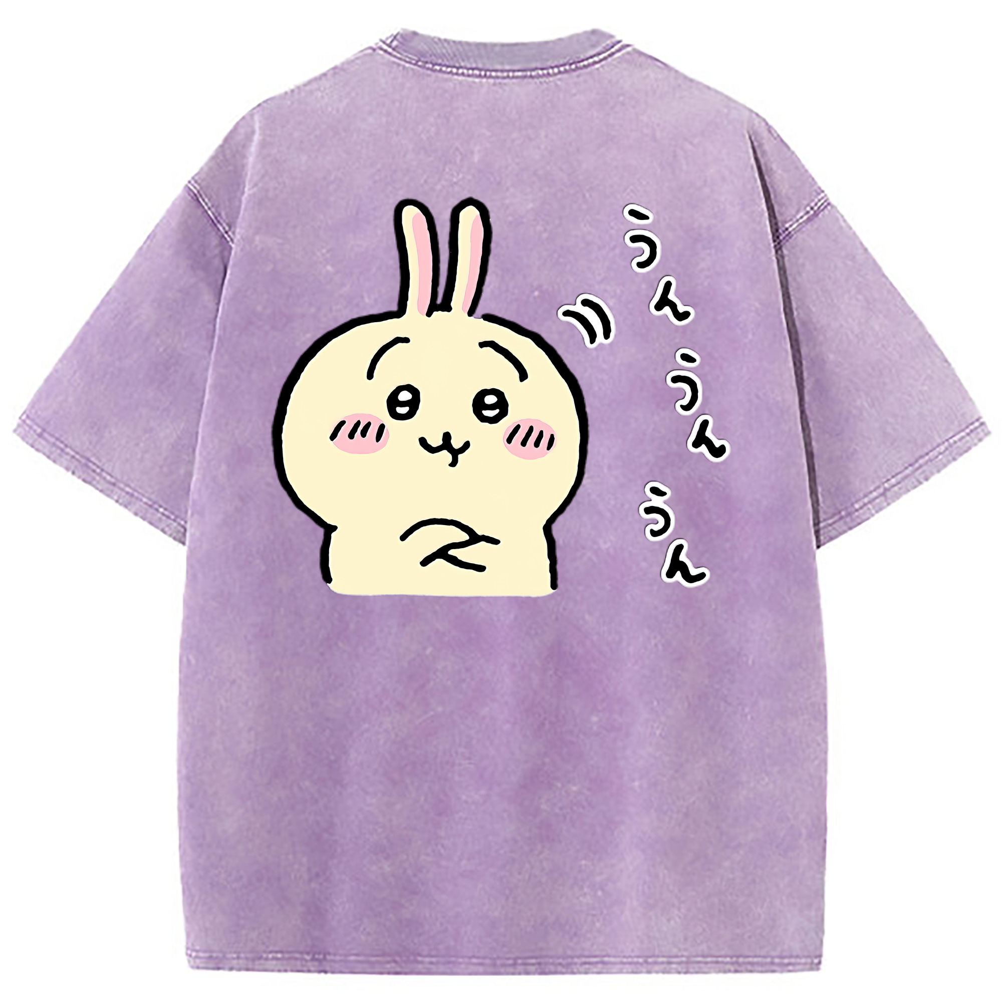 （画像用） ちいかわ うさぎ Chii-kawa usagi 綿100% ヴィンテージ風 半袖Tシャツ（背面プリント）