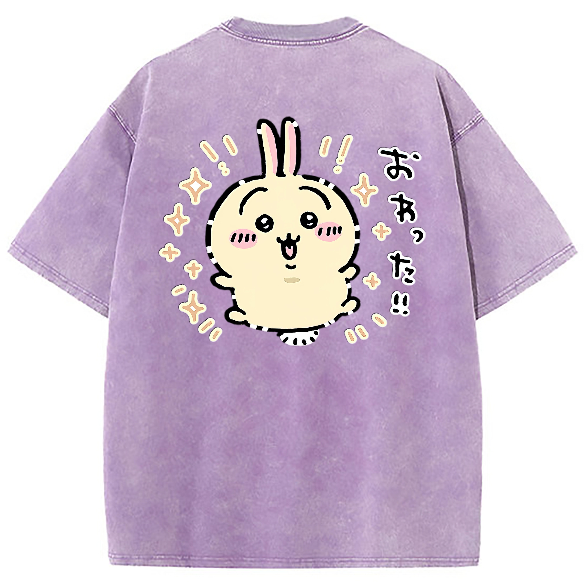 （画像用） ちいかわ うさぎ Chii-kawa usagi 綿100% ヴィンテージ風 半袖Tシャツ（背面プリント）