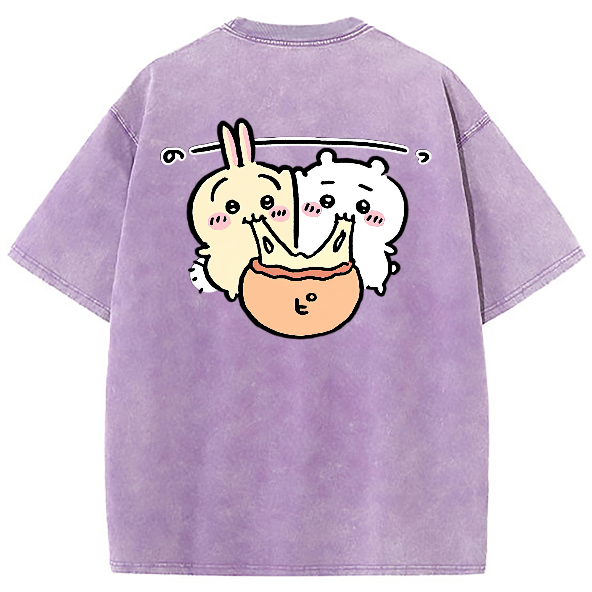 （画像用） ちいかわ うさぎ Chii-kawa usagi 綿100% ヴィンテージ風 半袖Tシャツ（背面プリント）
