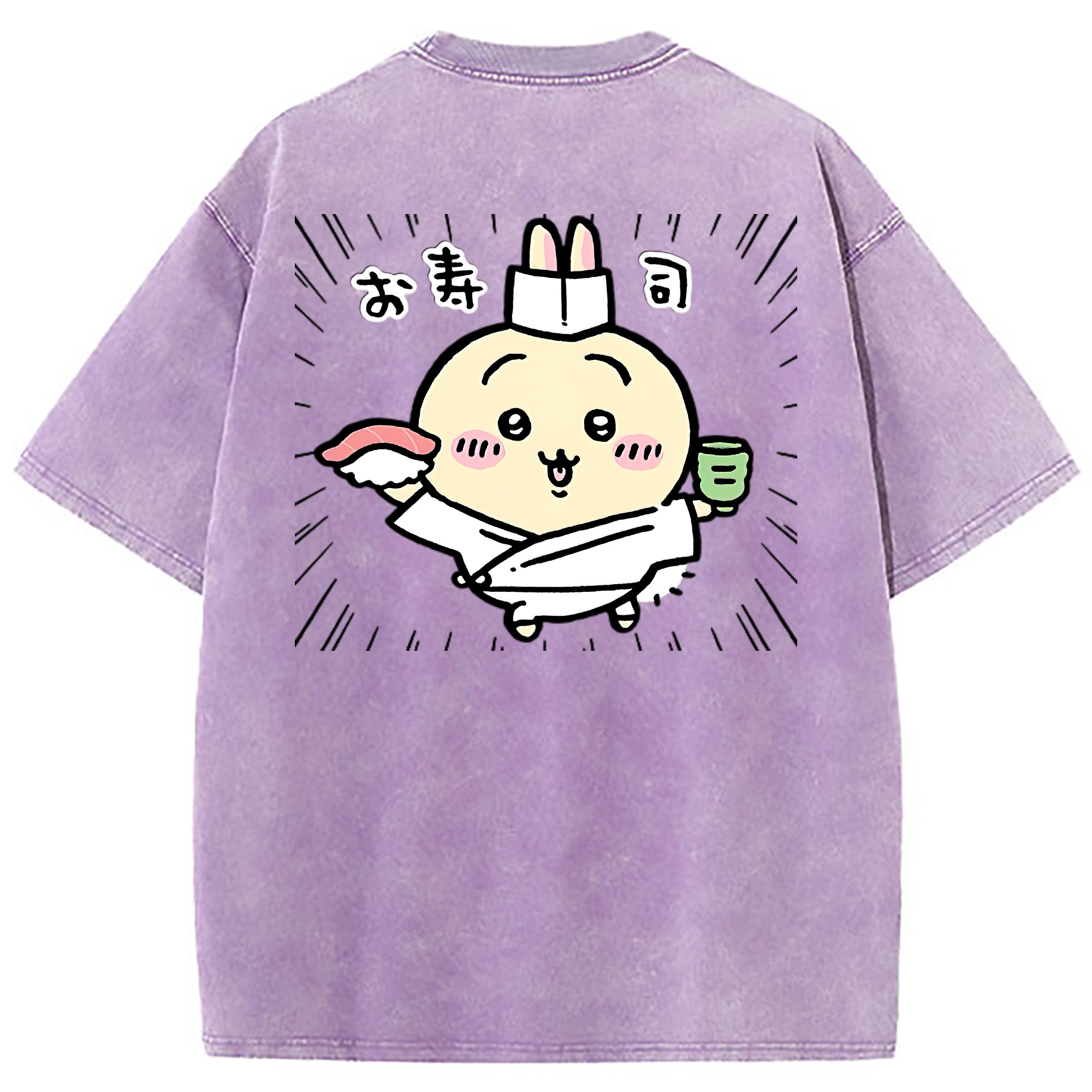（画像用） ちいかわ うさぎ Chii-kawa usagi 綿100% ヴィンテージ風 半袖Tシャツ（背面プリント）