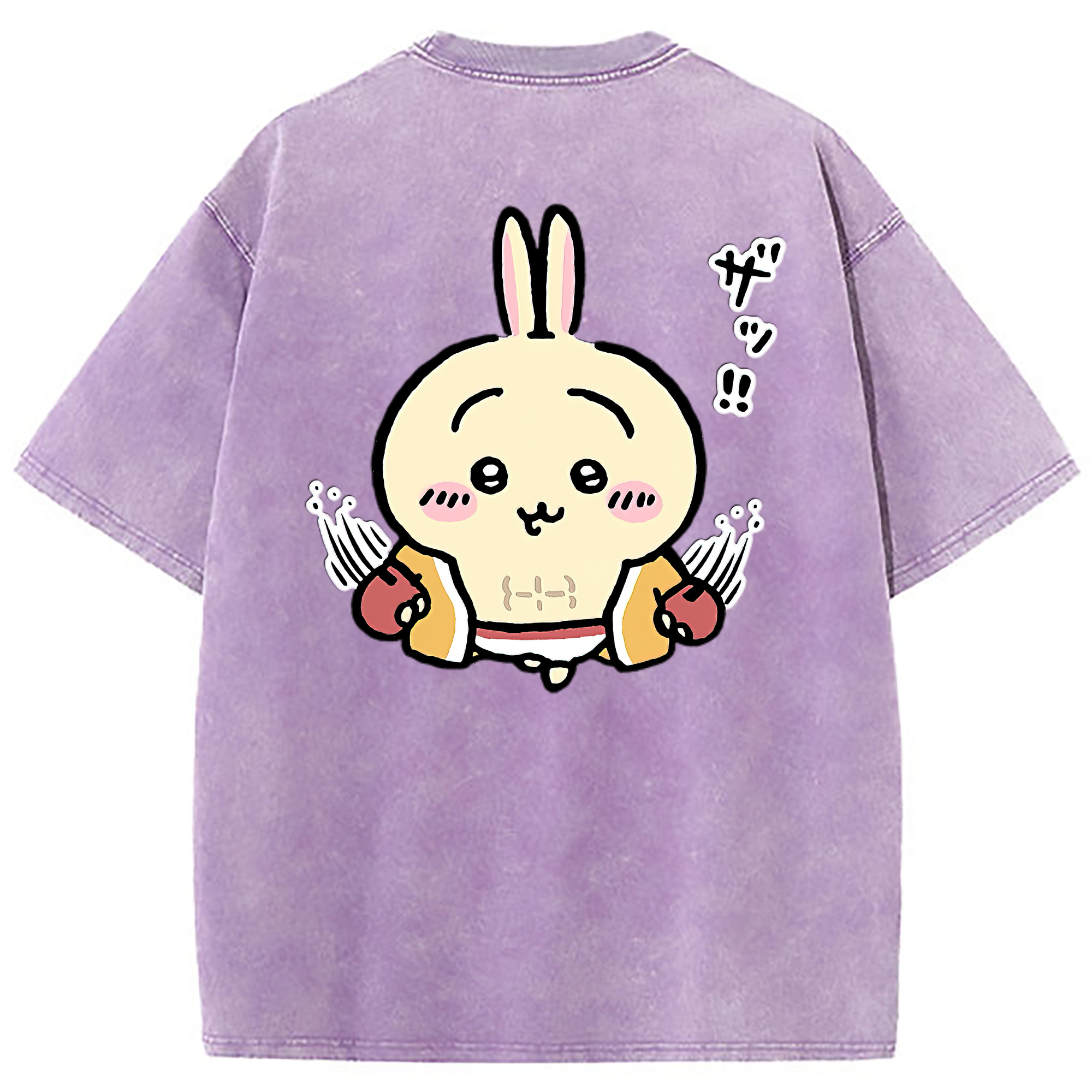 （画像用） ちいかわ うさぎ Chii-kawa usagi 綿100% ヴィンテージ風 半袖Tシャツ（背面プリント）