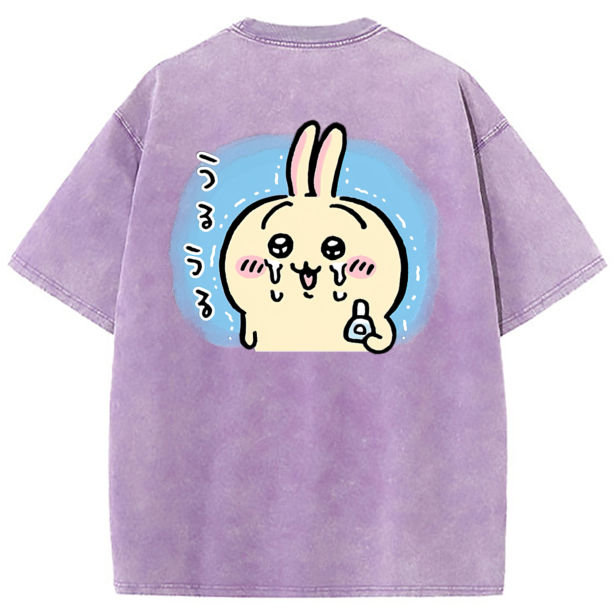 （画像用） ちいかわ うさぎ Chii-kawa usagi 綿100% ヴィンテージ風 半袖Tシャツ（背面プリント）