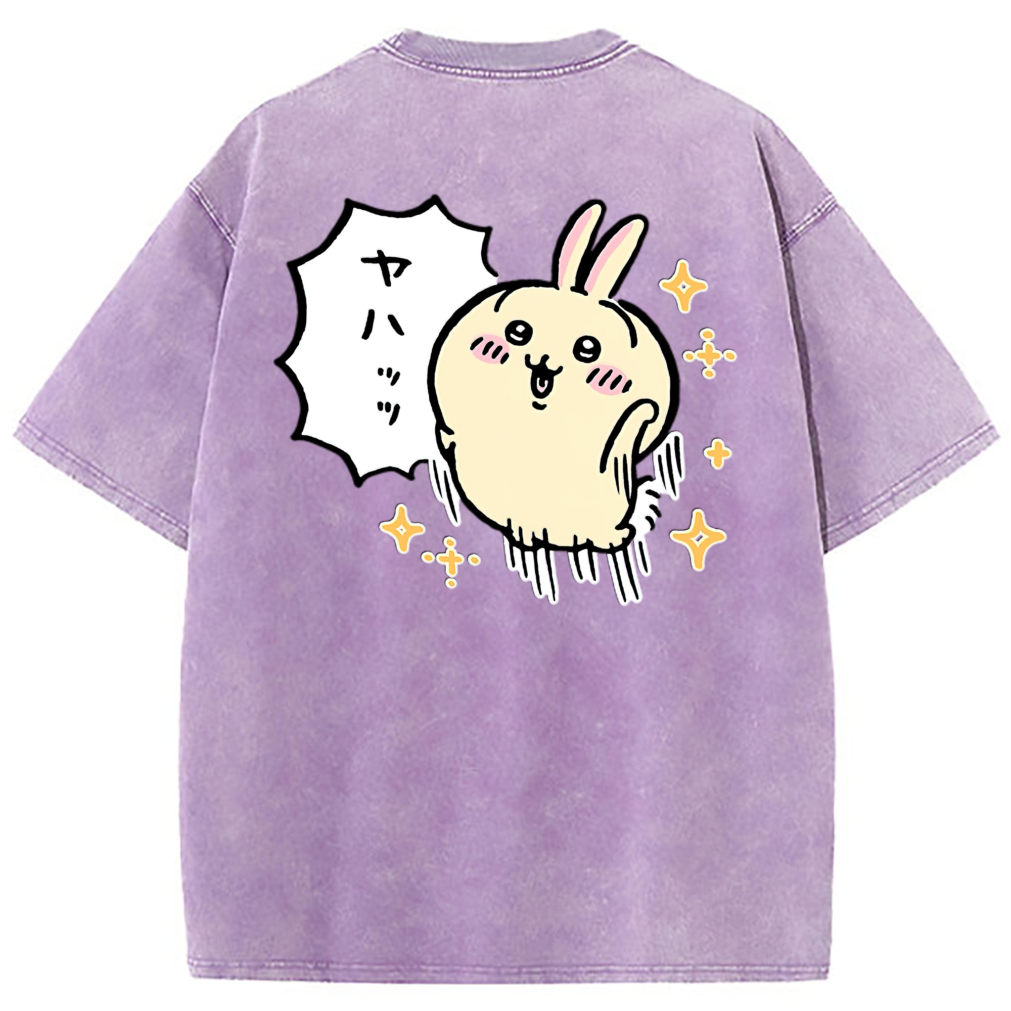 （画像用） ちいかわ うさぎ Chii-kawa usagi 綿100% ヴィンテージ風 半袖Tシャツ（背面プリント）