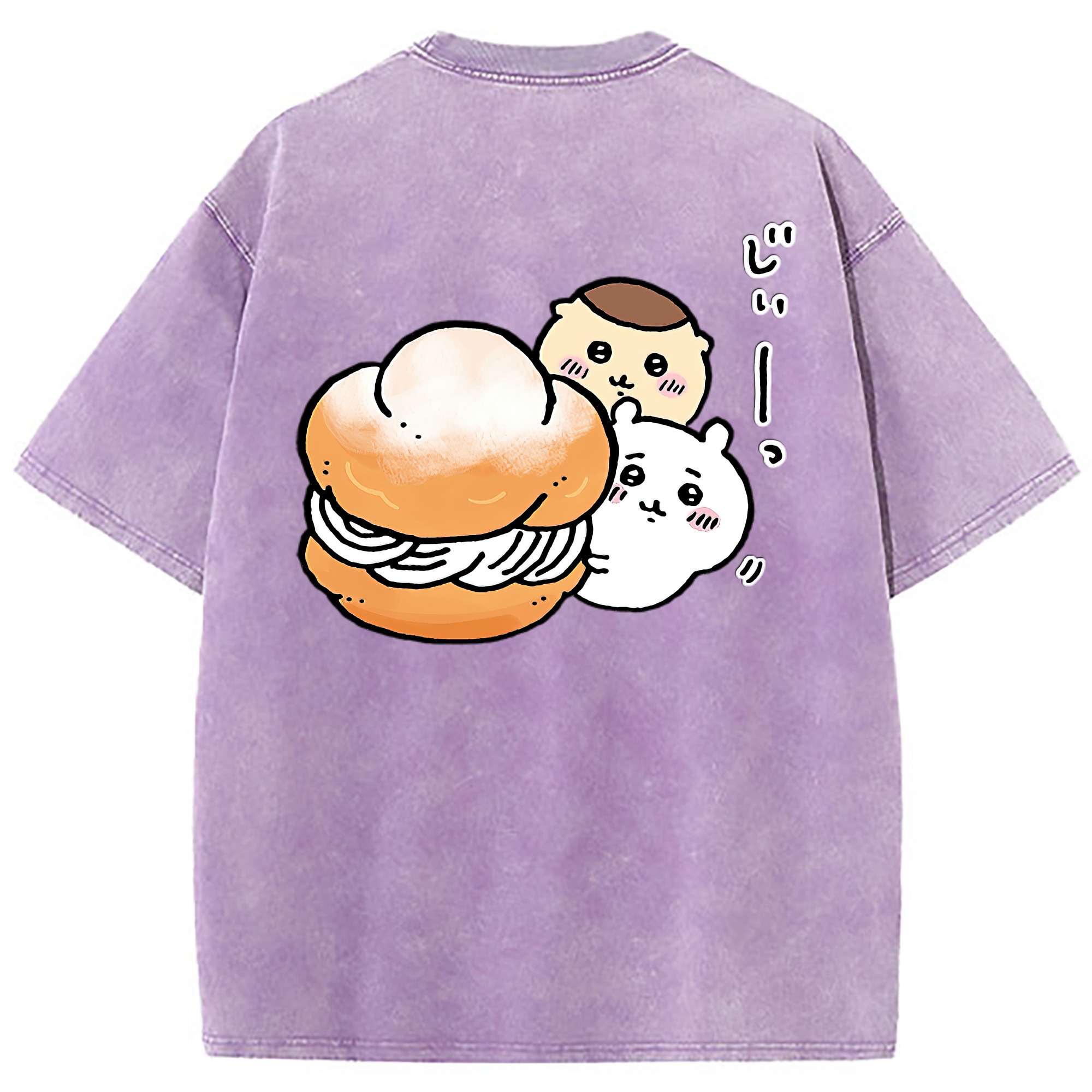 （画像用） ちいかわ くりまんじゅう Chii-kawa kuri manjū 綿100% ヴィンテージ風 半袖Tシャツ（背面プリント）