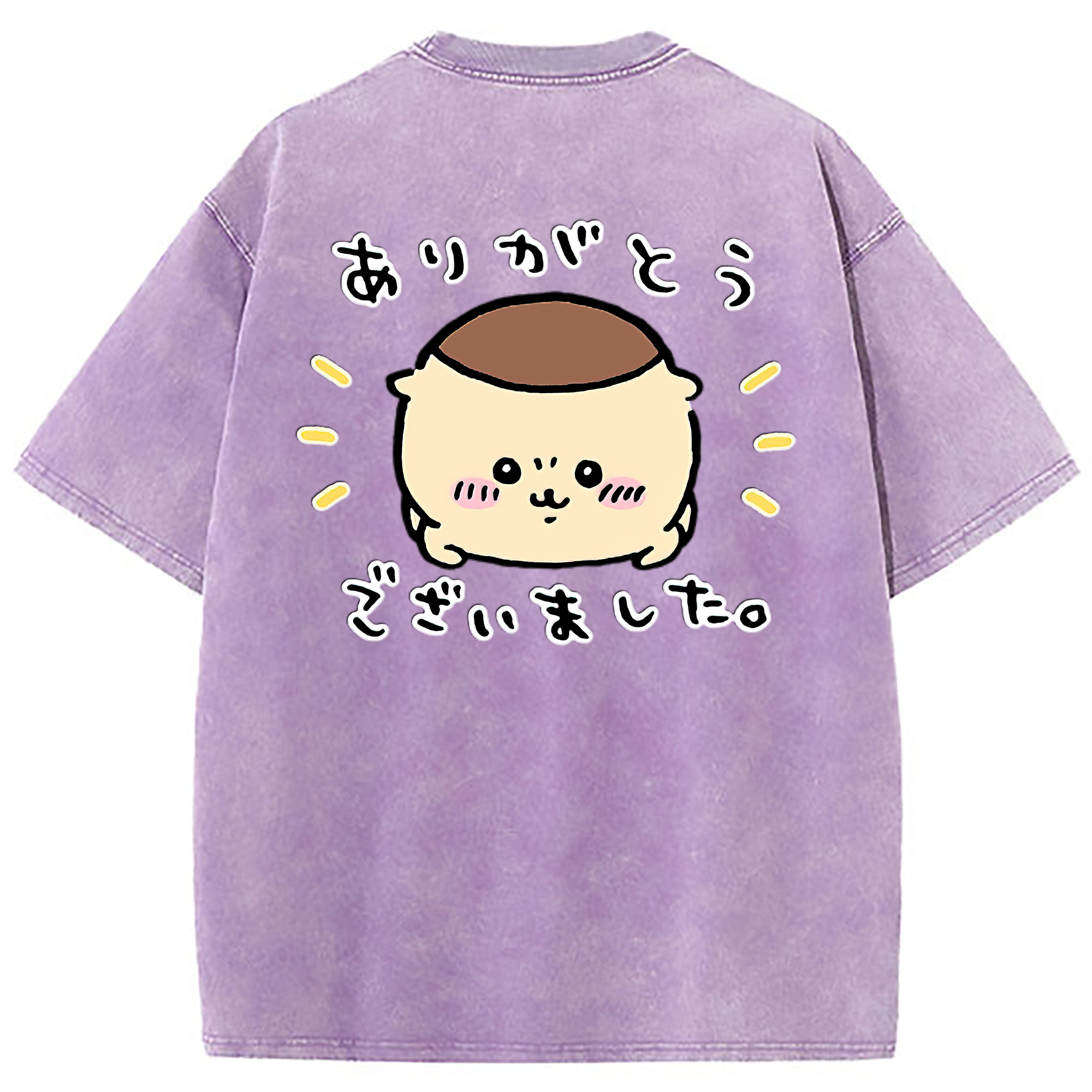 （画像用） ちいかわ くりまんじゅう Chii-kawa kuri manjū 綿100% ヴィンテージ風 半袖Tシャツ（背面プリント）