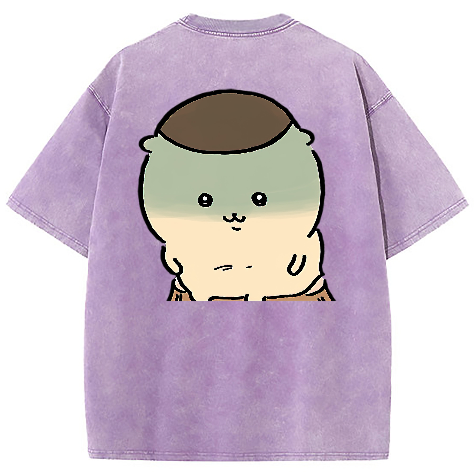 （画像用） ちいかわ くりまんじゅう Chii-kawa kuri manjū 綿100% ヴィンテージ風 半袖Tシャツ（背面プリント）