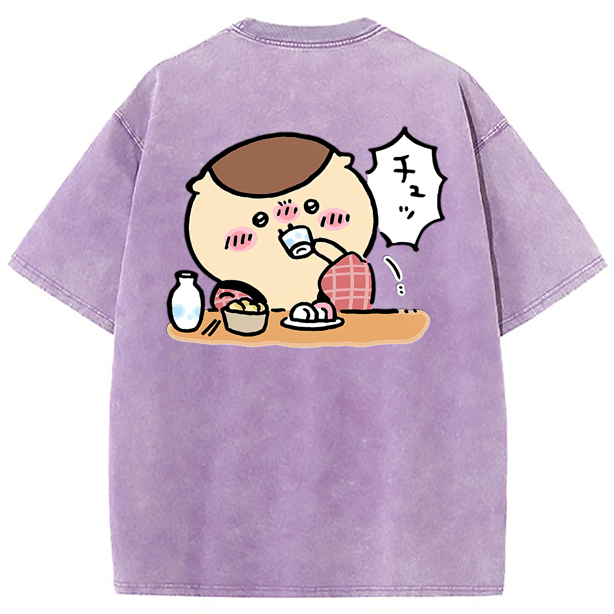 （画像用） ちいかわ くりまんじゅう Chii-kawa kuri manjū 綿100% ヴィンテージ風 半袖Tシャツ（背面プリント）