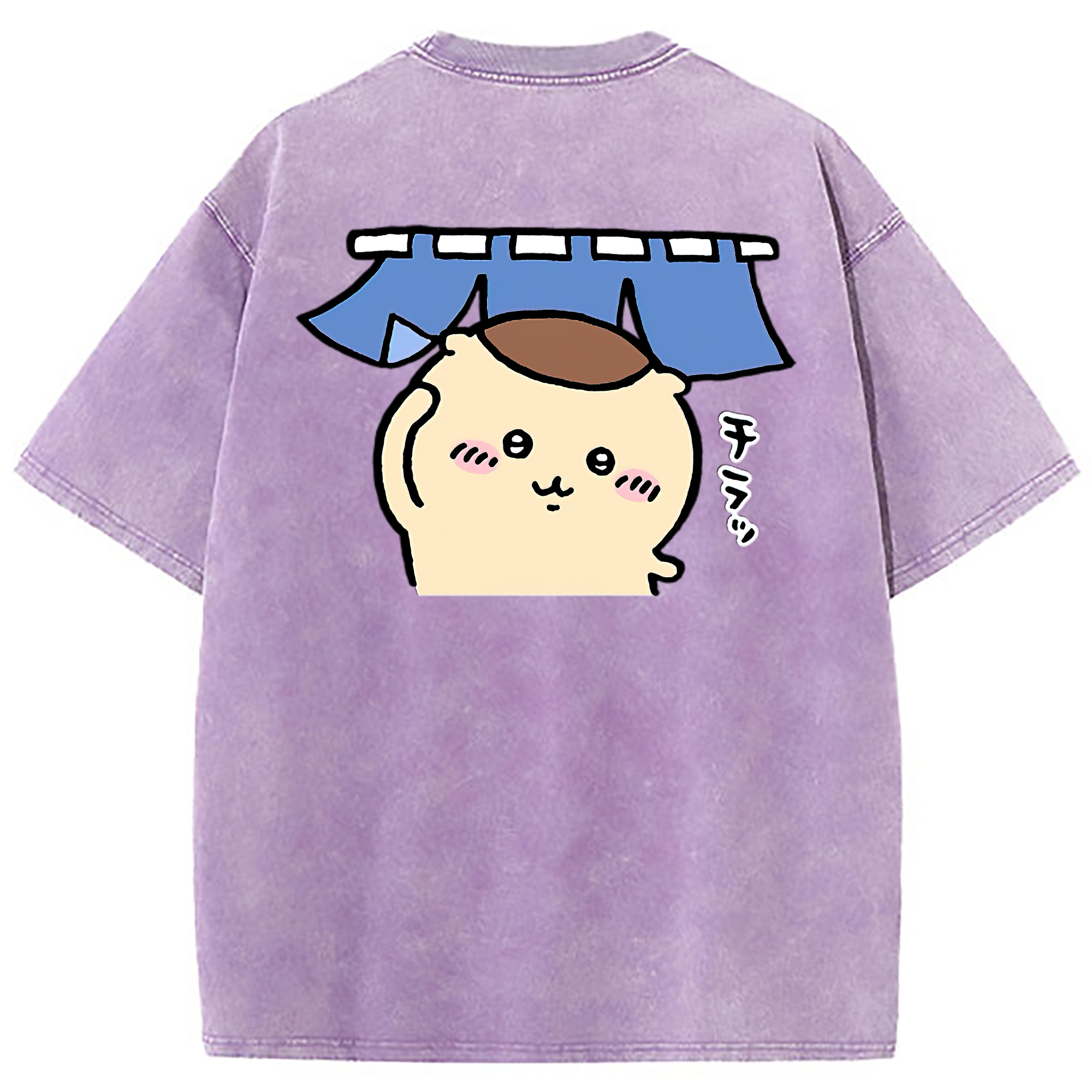 （画像用） ちいかわ くりまんじゅう Chii-kawa kuri manjū 綿100% ヴィンテージ風 半袖Tシャツ（背面プリント）