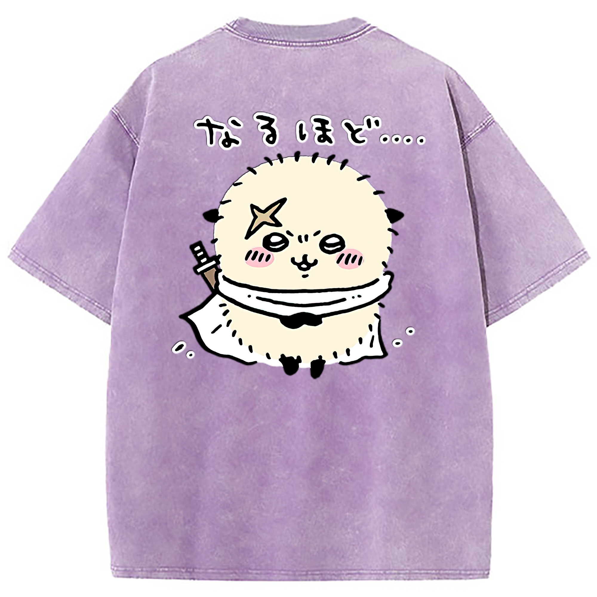 （画像用） ちいかわ ラッコ Chii-kawa Sea otter 綿100% ヴィンテージ風 半袖Tシャツ（背面プリント）