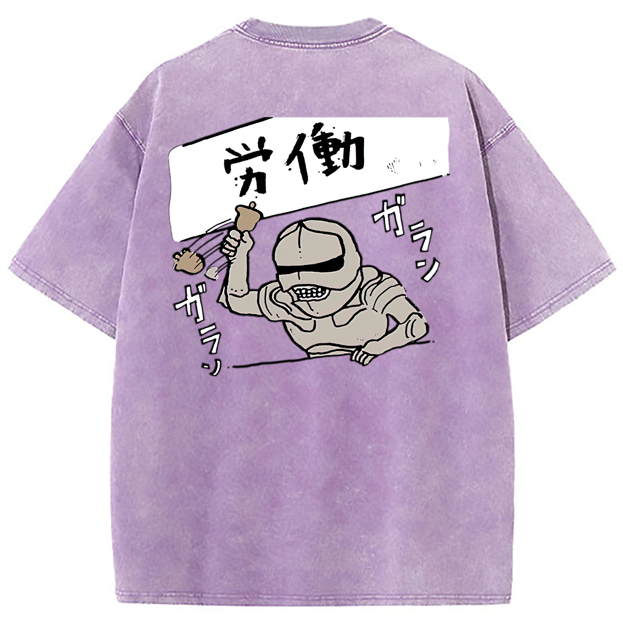 （画像用） ちいかわ 労働の鎧さん Chii-kawa Mr. Armor of Labor 綿100% ヴィンテージ風 半袖Tシャツ（背面プリント）