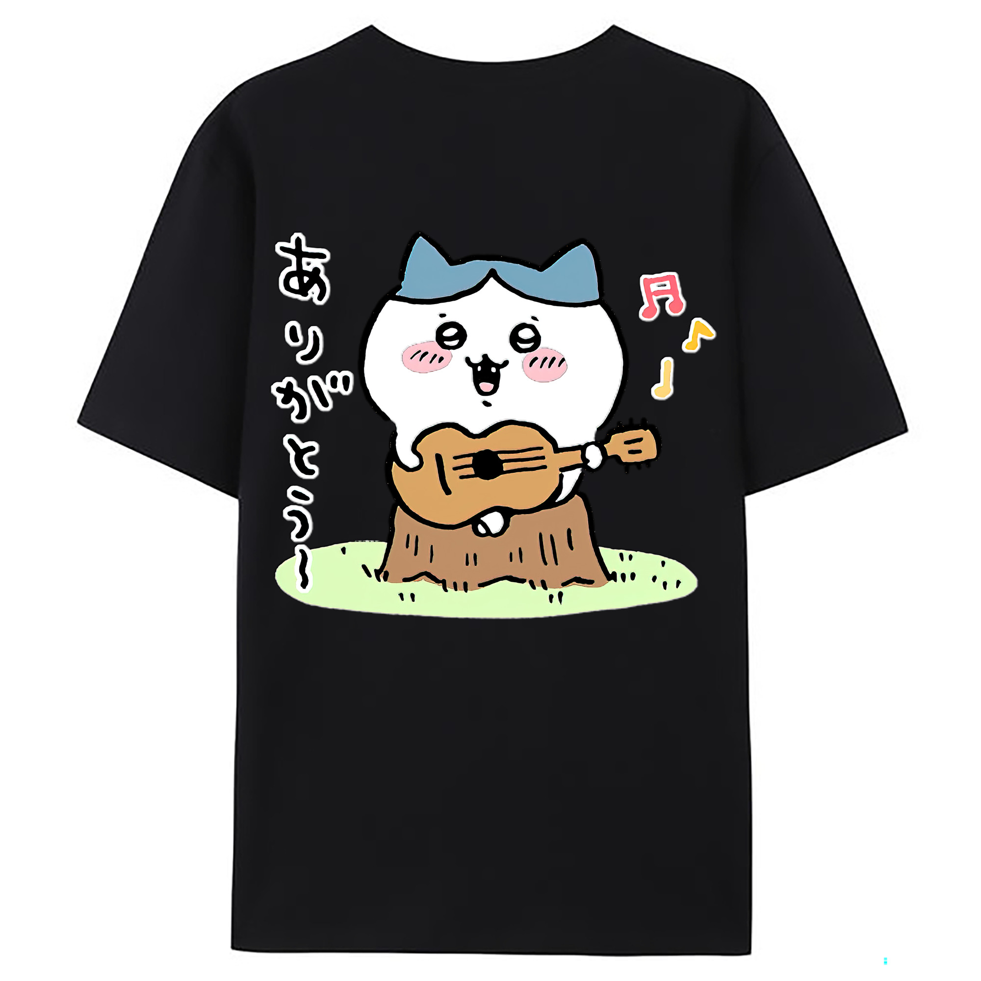 （画像用） ちいかわ ハチワレ Chii-kawa hachiware 綿100％ メンズ半袖Tシャツ（バックプリント） 通気性