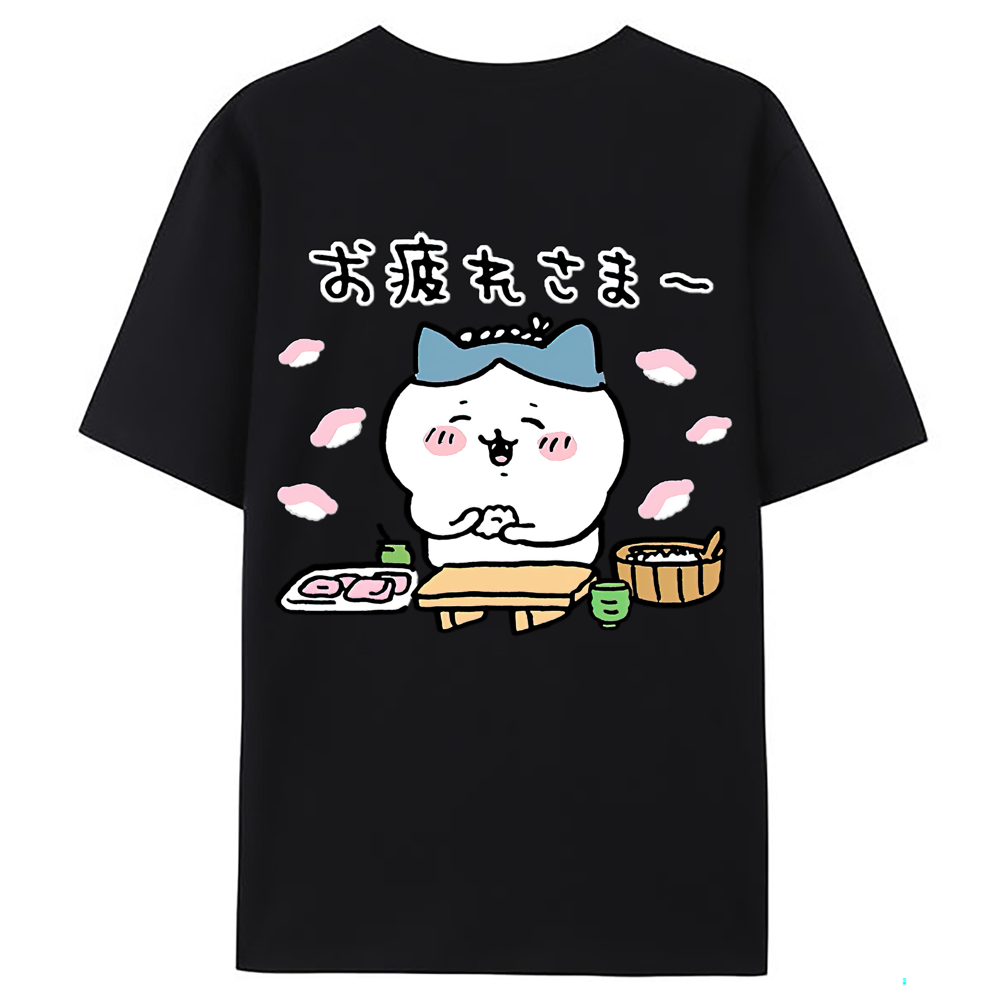 （画像用） ちいかわ ハチワレ Chii-kawa hachiware 綿100％ メンズ半袖Tシャツ（バックプリント） 通気性