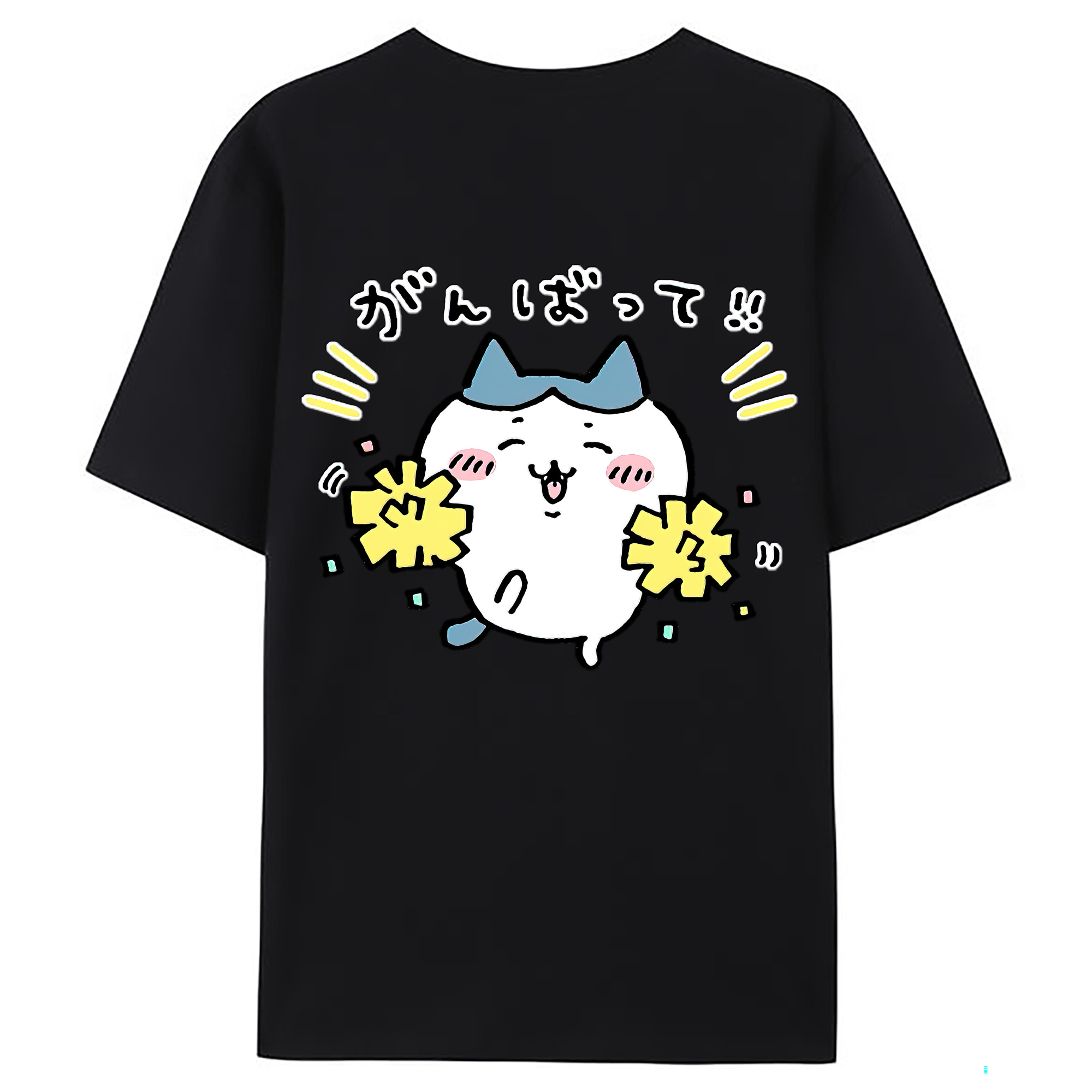 （画像用） ちいかわ ハチワレ Chii-kawa hachiware 綿100％ メンズ半袖Tシャツ（バックプリント） 通気性