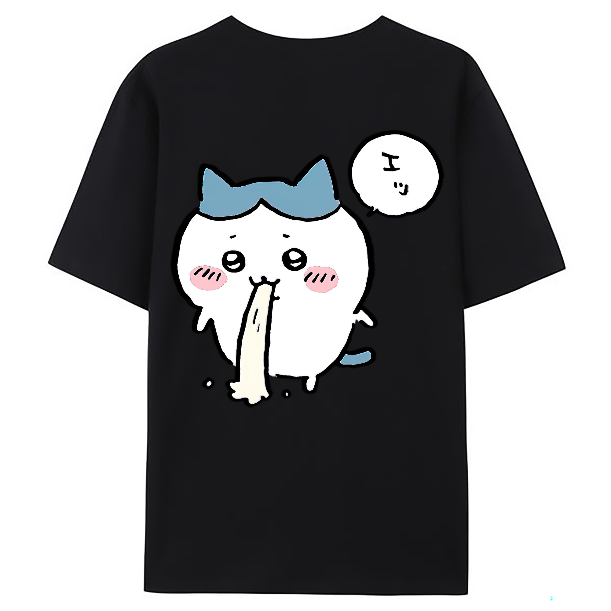 （画像用） ちいかわ ハチワレ Chii-kawa hachiware 綿100％ メンズ半袖Tシャツ（バックプリント） 通気性