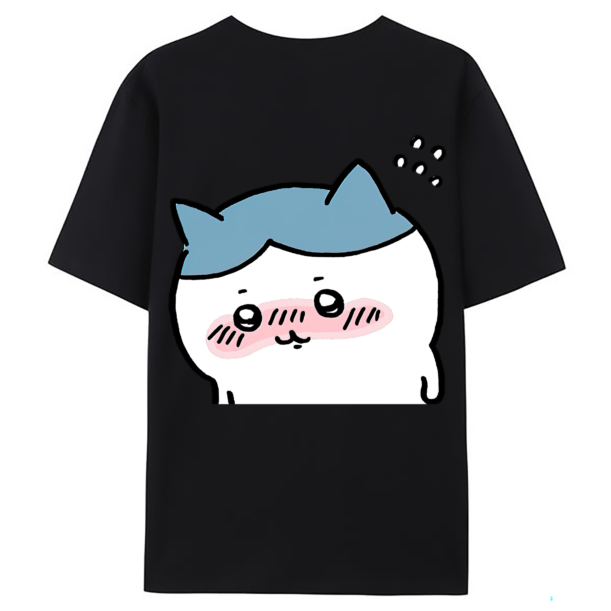 （画像用） ちいかわ ハチワレ Chii-kawa hachiware 綿100％ メンズ半袖Tシャツ（バックプリント） 通気性