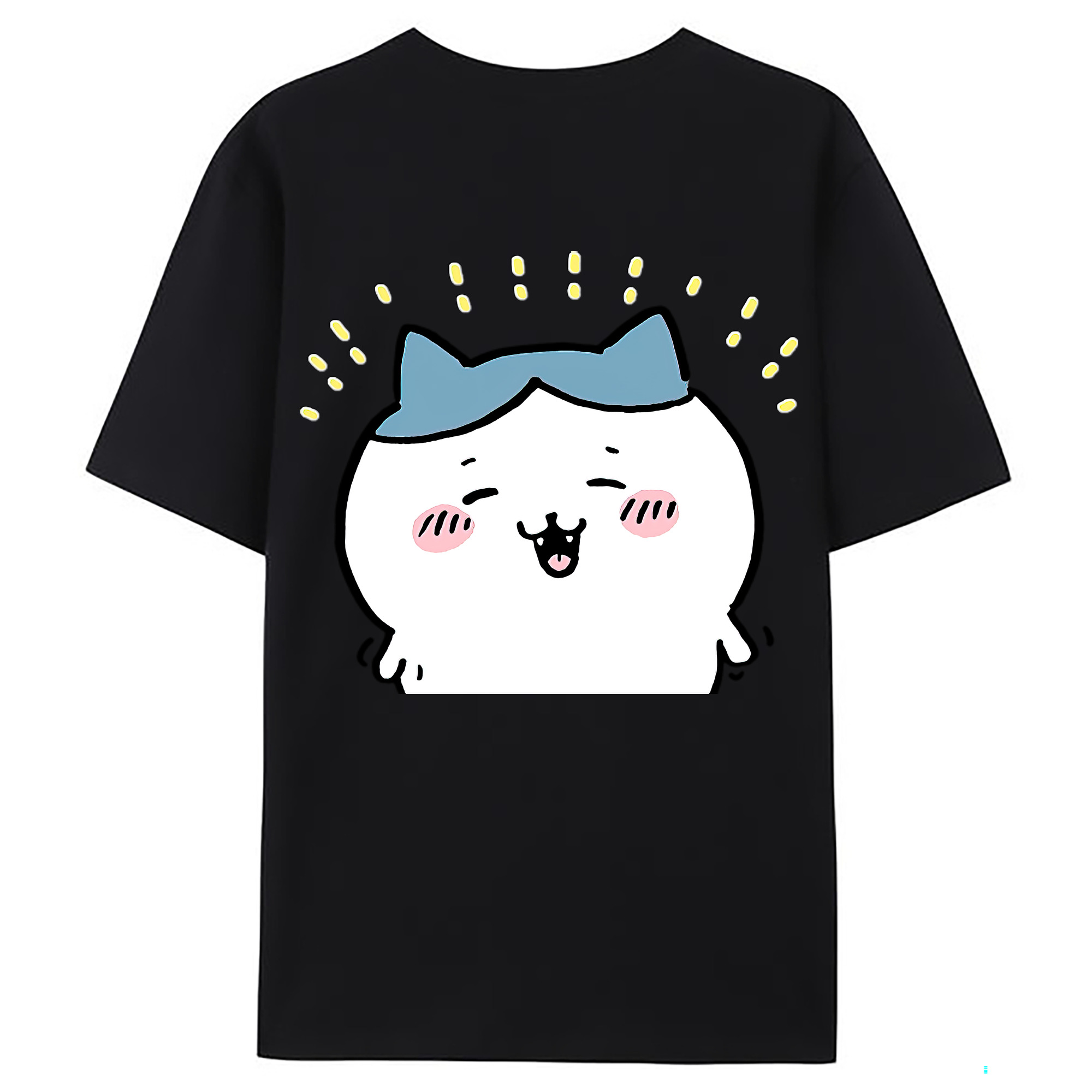 （画像用） ちいかわ ハチワレ Chii-kawa hachiware 綿100％ メンズ半袖Tシャツ（バックプリント） 通気性