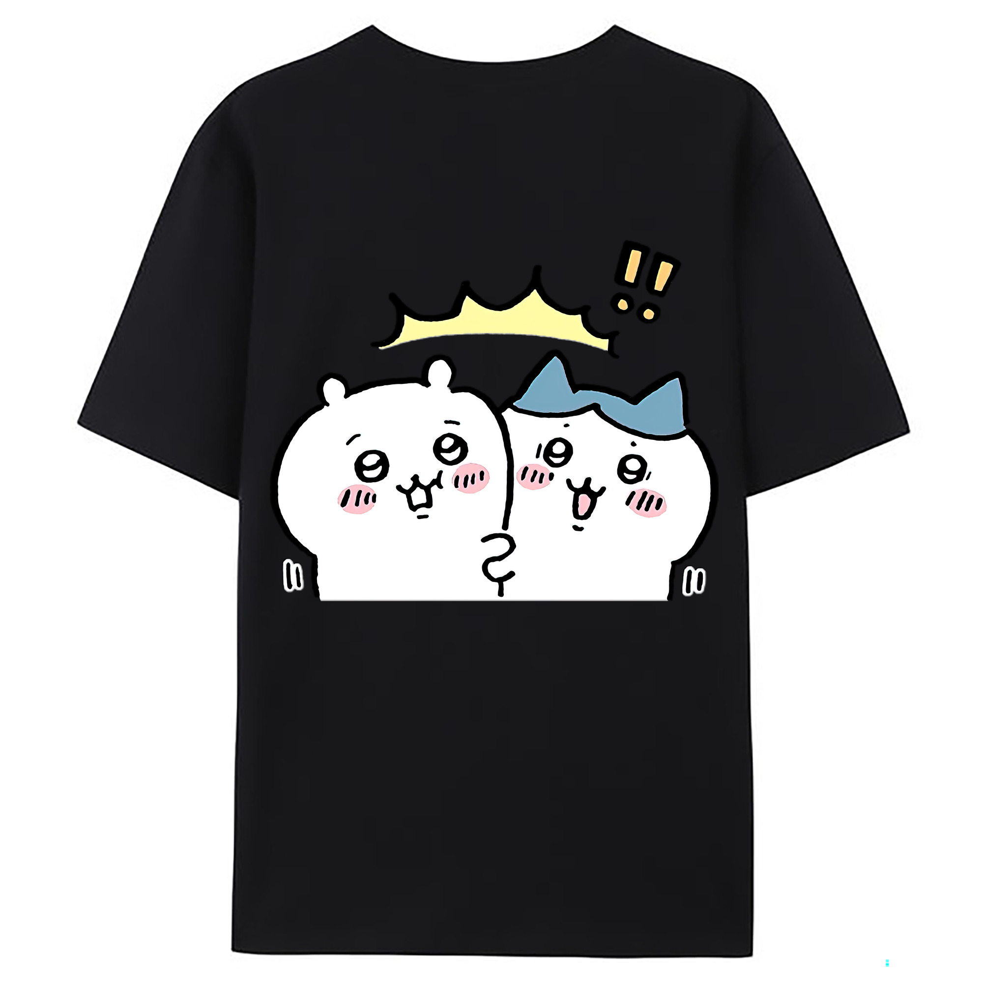 （画像用） ちいかわ ハチワレ Chii-kawa hachiware 綿100％ メンズ半袖Tシャツ（バックプリント） 通気性