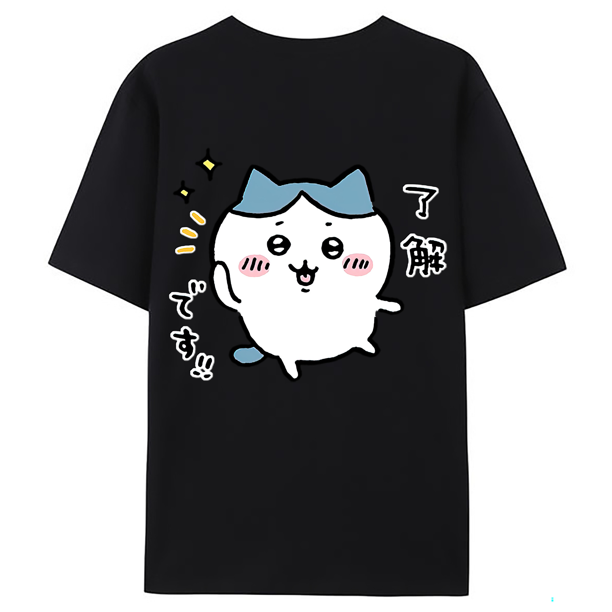 （画像用） ちいかわ ハチワレ Chii-kawa hachiware 綿100％ メンズ半袖Tシャツ（バックプリント） 通気性