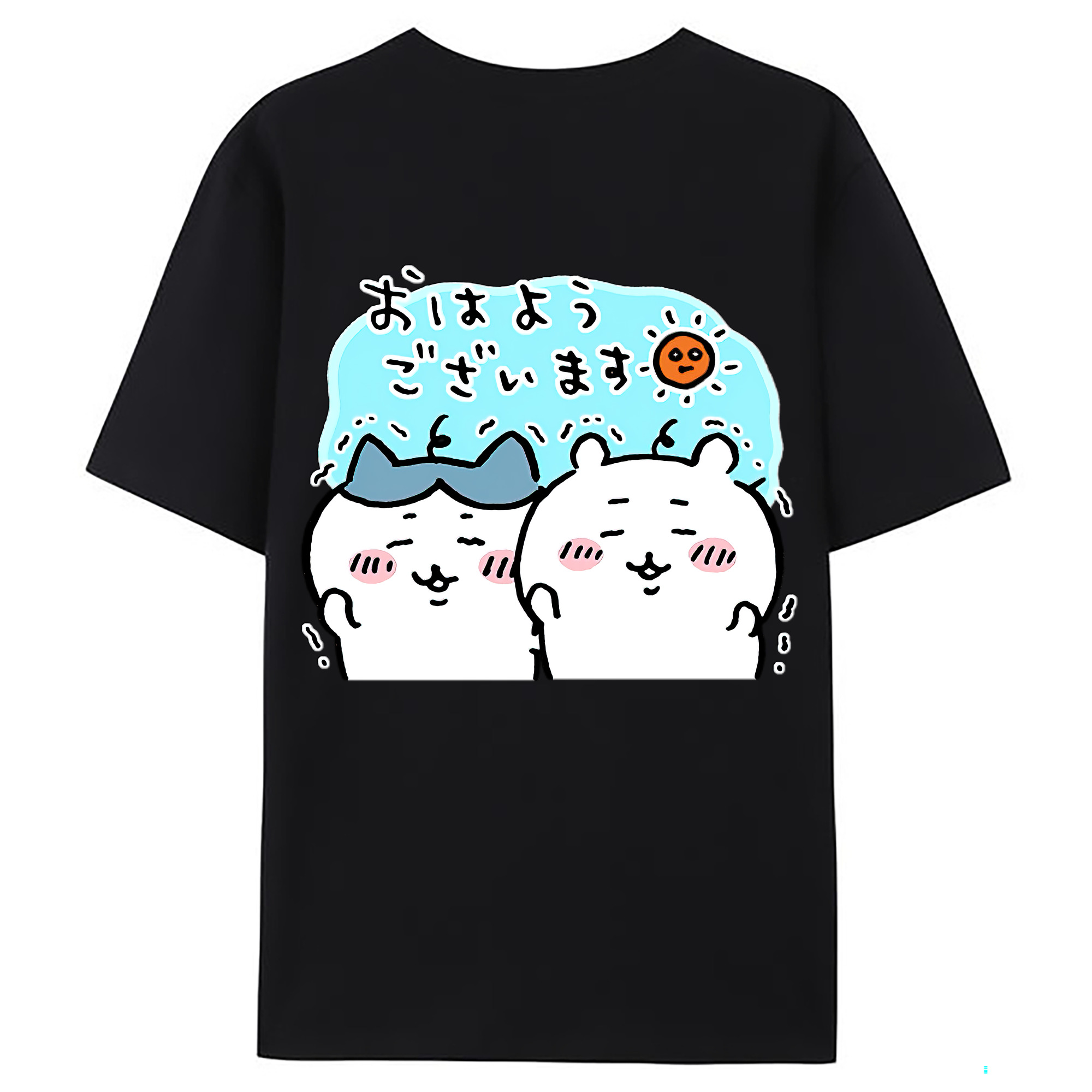 （画像用） ちいかわ ハチワレ Chii-kawa hachiware 綿100％ メンズ半袖Tシャツ（バックプリント） 通気性