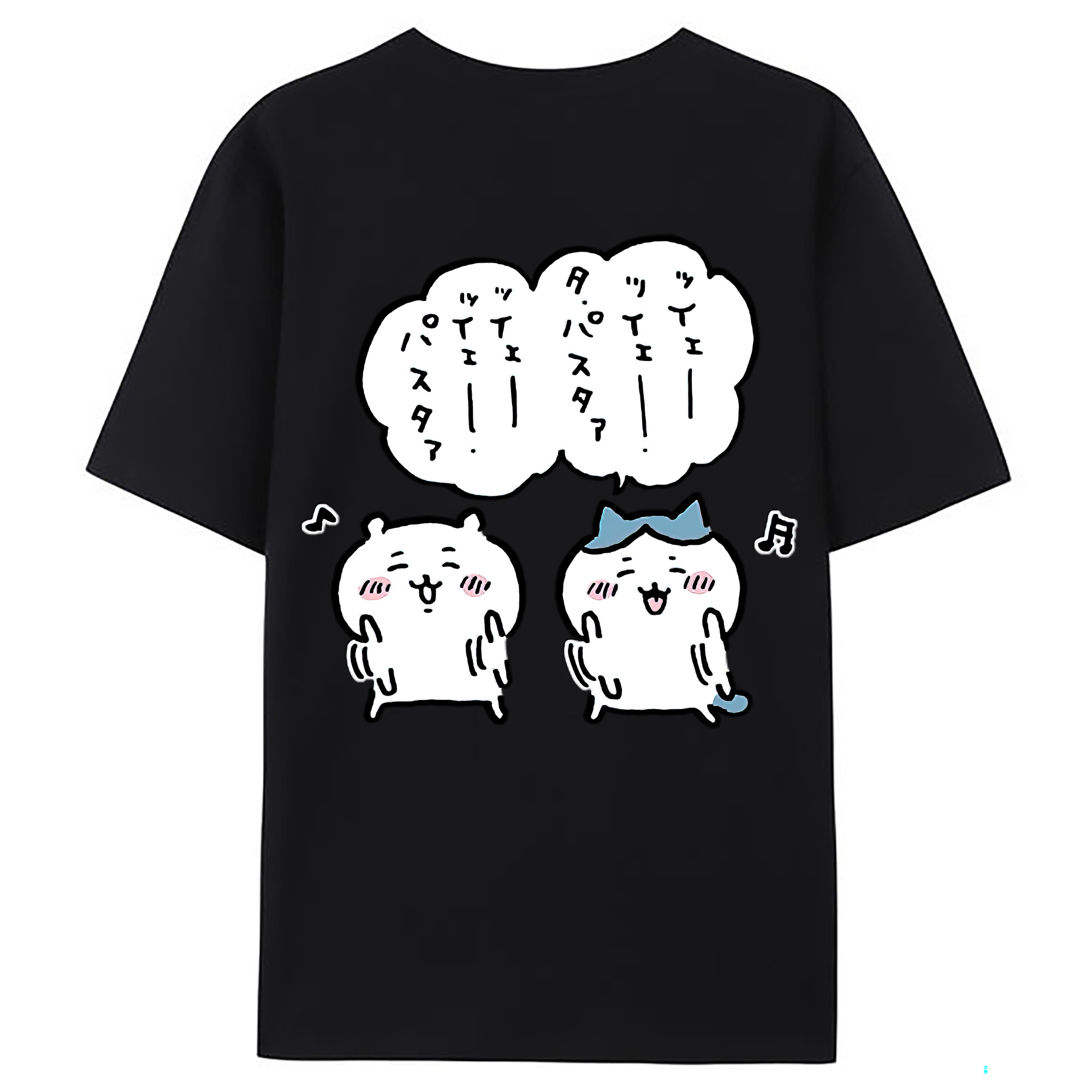 （画像用） ちいかわ ハチワレ Chii-kawa hachiware 綿100％ メンズ半袖Tシャツ（バックプリント） 通気性
