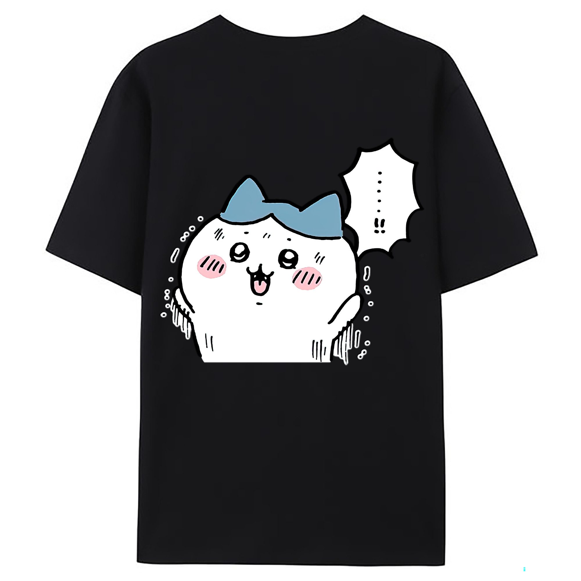 （画像用） ちいかわ ハチワレ Chii-kawa hachiware 綿100％ メンズ半袖Tシャツ（バックプリント） 通気性