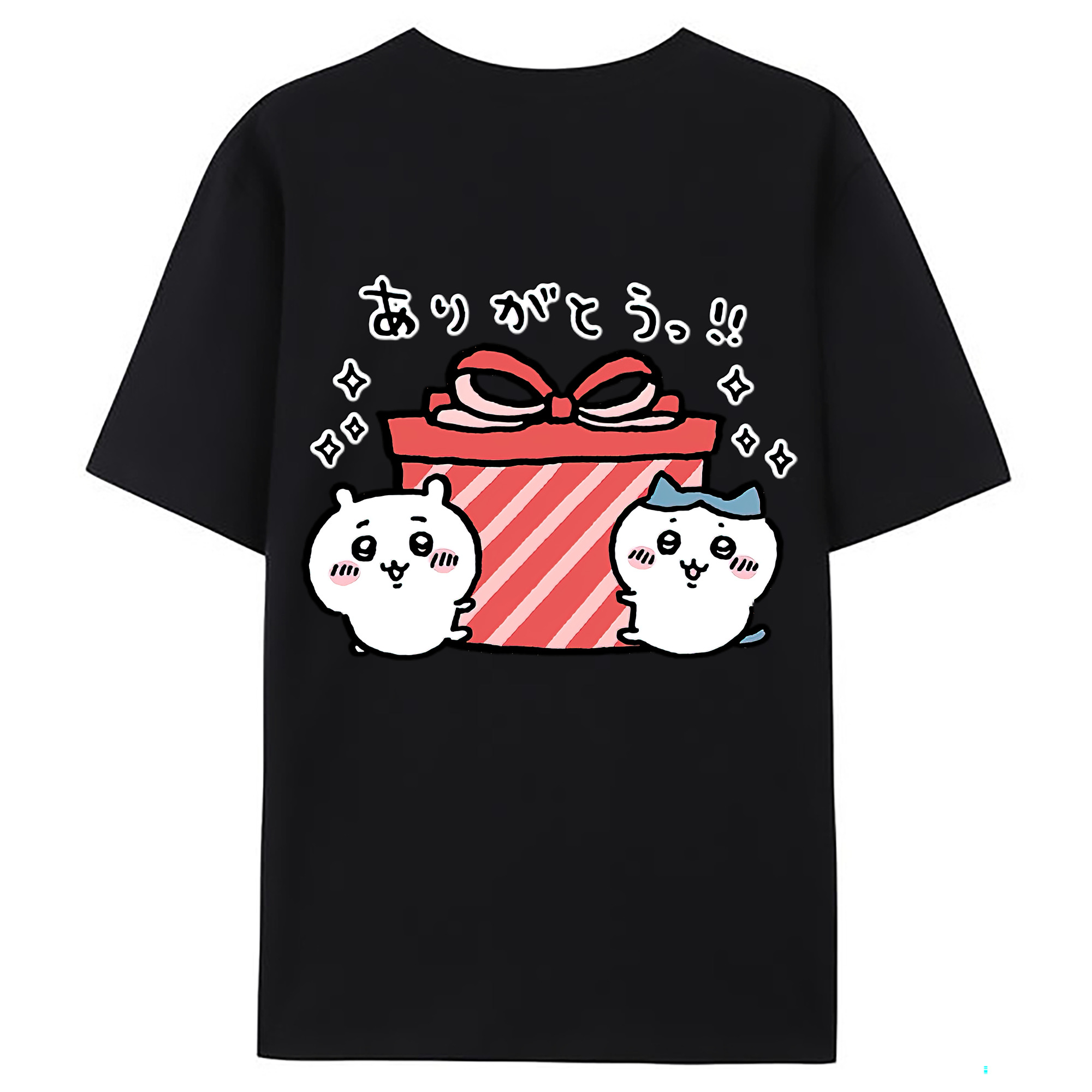 （画像用） ちいかわ ハチワレ Chii-kawa hachiware 綿100％ メンズ半袖Tシャツ（バックプリント） 通気性