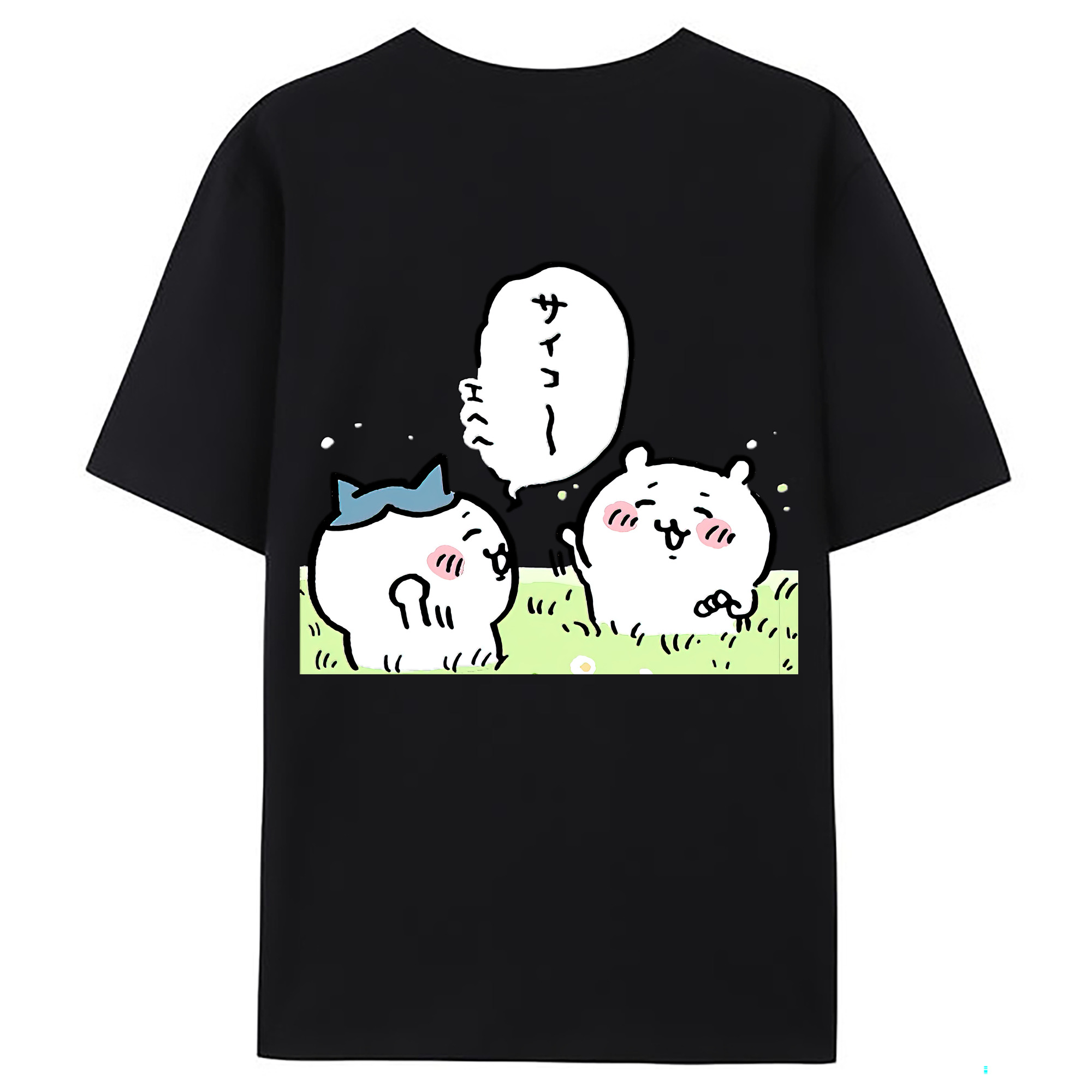 （画像用） ちいかわ ちいかわ Chii-kawa chiikawa 綿100％ メンズ半袖Tシャツ（バックプリント） 通気性