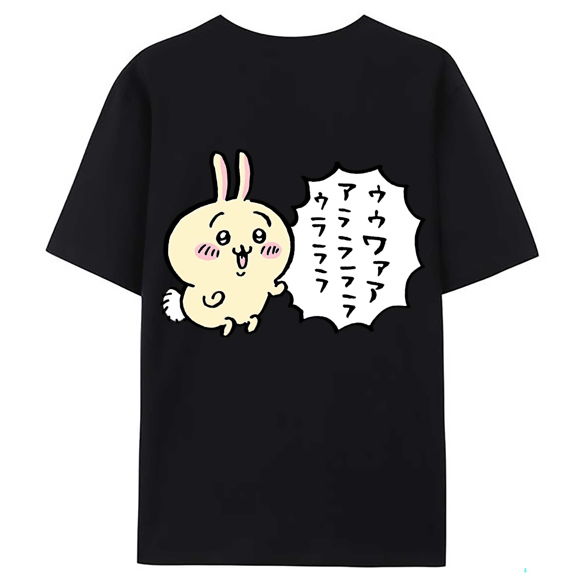 （画像用） ちいかわ うさぎ Chii-kawa usagi 綿100％ メンズ半袖Tシャツ（バックプリント） 通気性