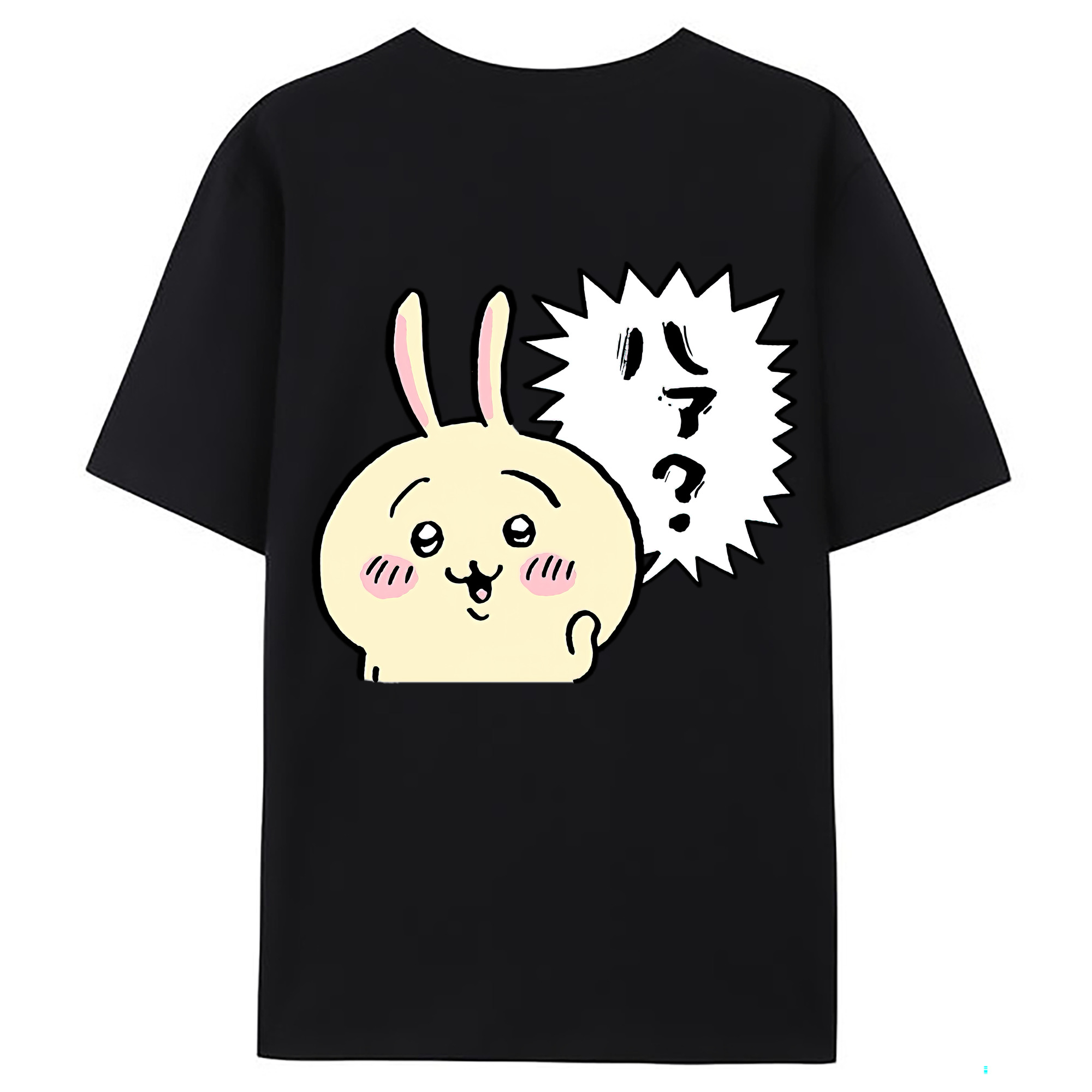 （画像用） ちいかわ うさぎ Chii-kawa usagi 綿100％ メンズ半袖Tシャツ（バックプリント） 通気性
