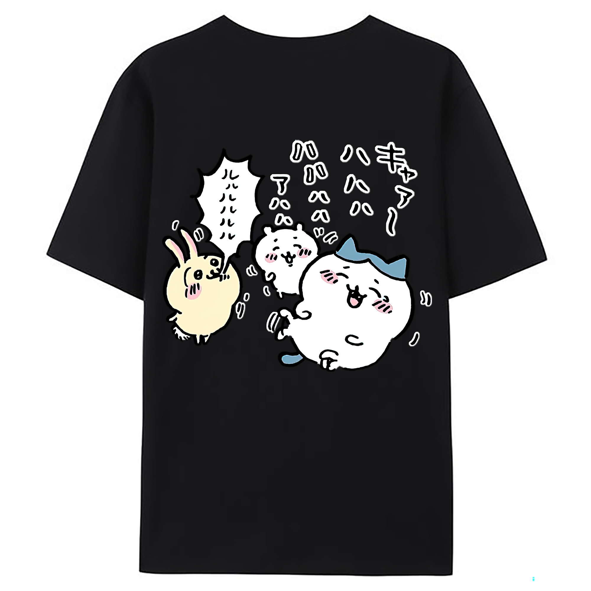 （画像用） ちいかわ うさぎ Chii-kawa usagi 綿100％ メンズ半袖Tシャツ（バックプリント） 通気性