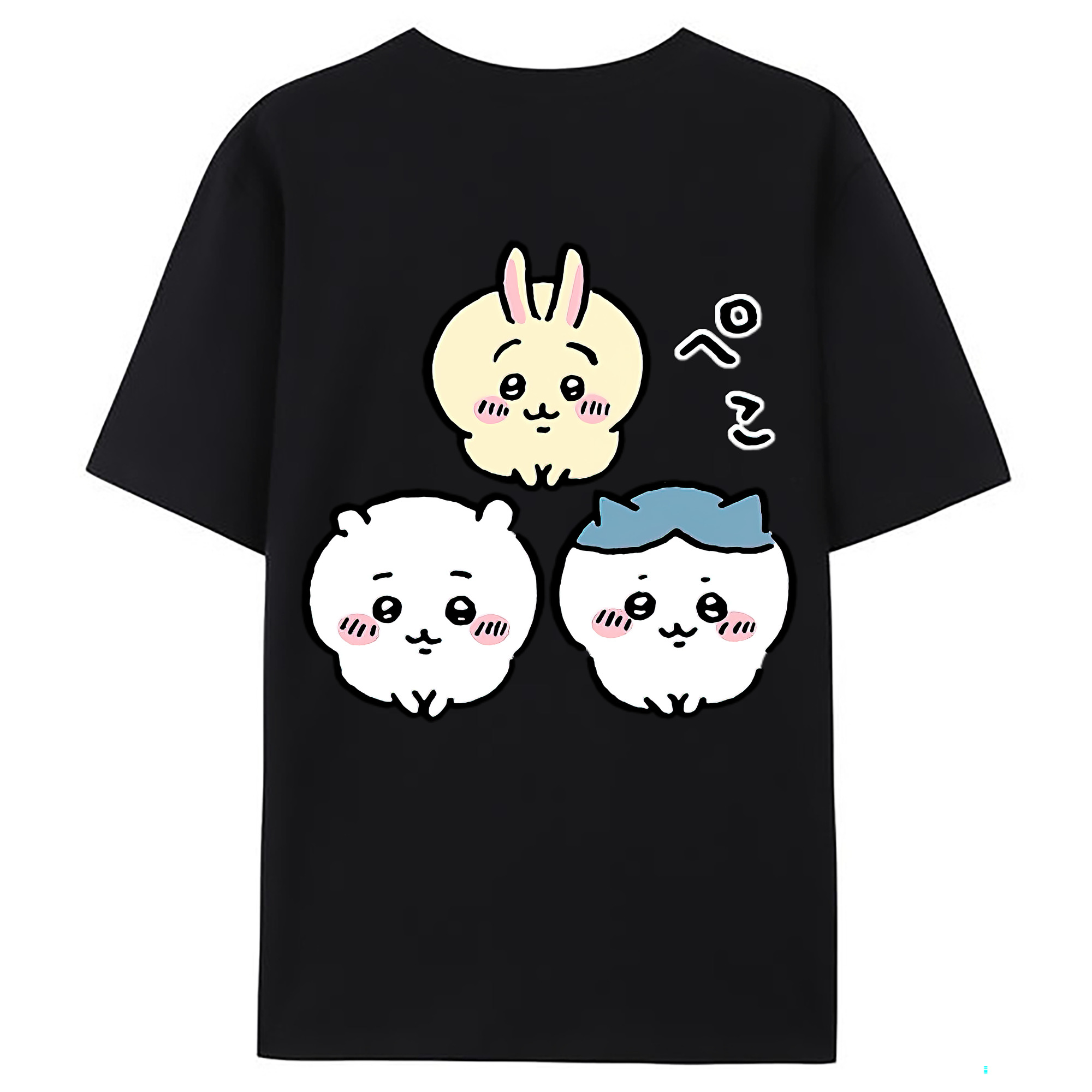 （画像用） ちいかわ うさぎ Chii-kawa usagi 綿100％ メンズ半袖Tシャツ（バックプリント） 通気性