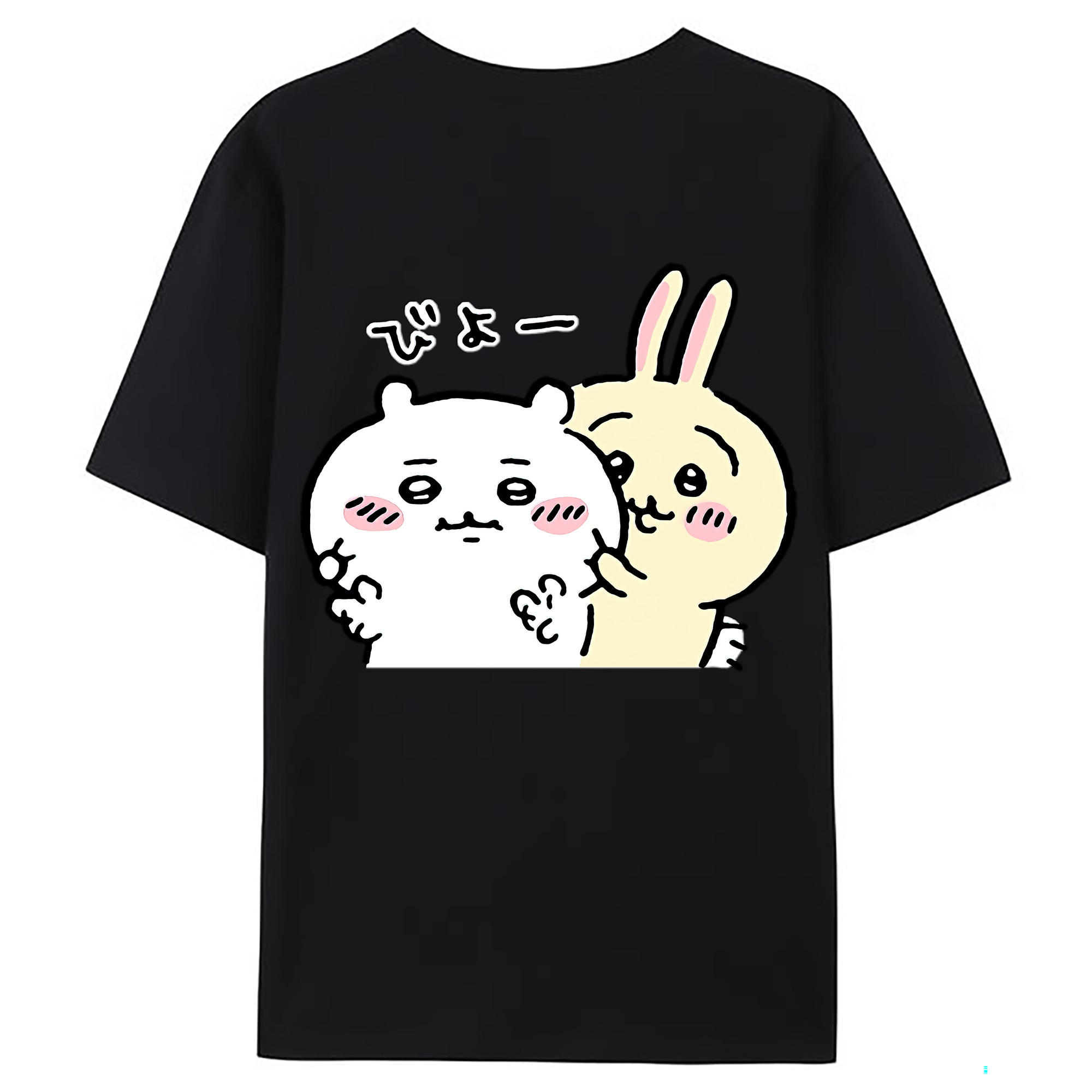 （画像用） ちいかわ うさぎ Chii-kawa usagi 綿100％ メンズ半袖Tシャツ（バックプリント） 通気性