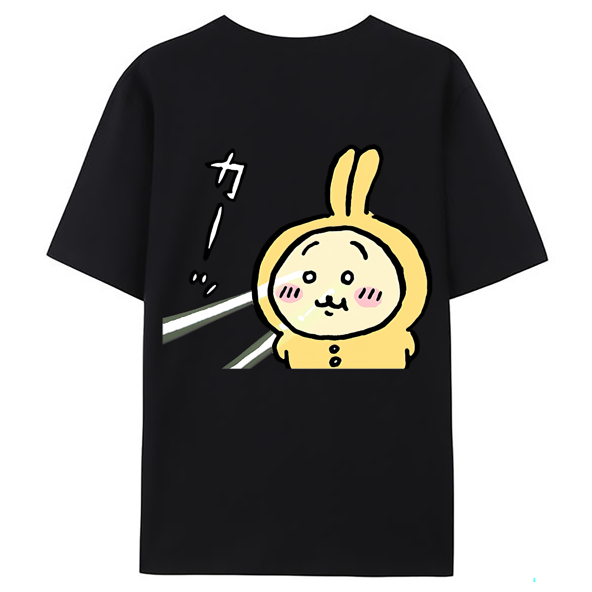 （画像用） ちいかわ うさぎ Chii-kawa usagi 綿100％ メンズ半袖Tシャツ（バックプリント） 通気性