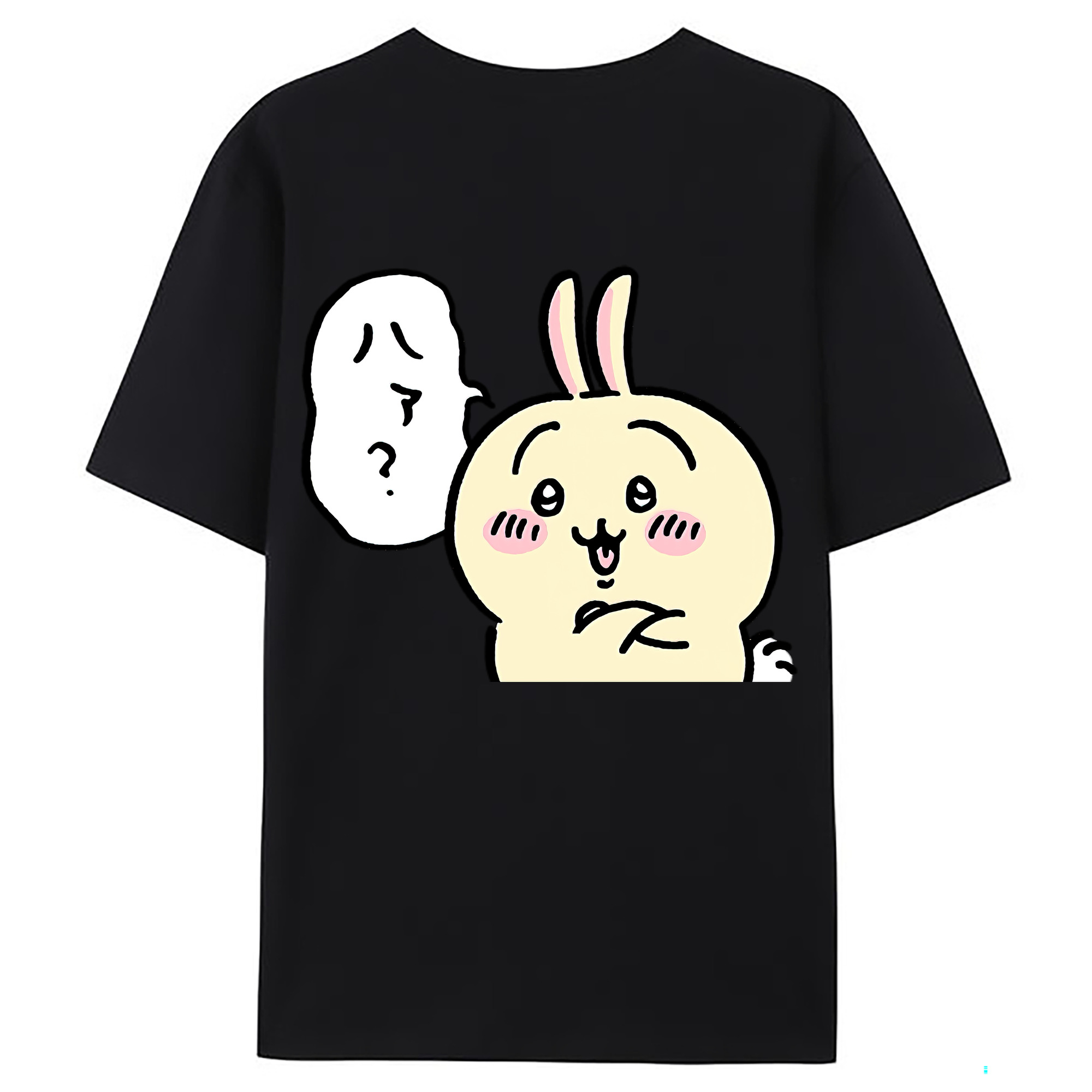 （画像用） ちいかわ うさぎ Chii-kawa usagi 綿100％ メンズ半袖Tシャツ（バックプリント） 通気性