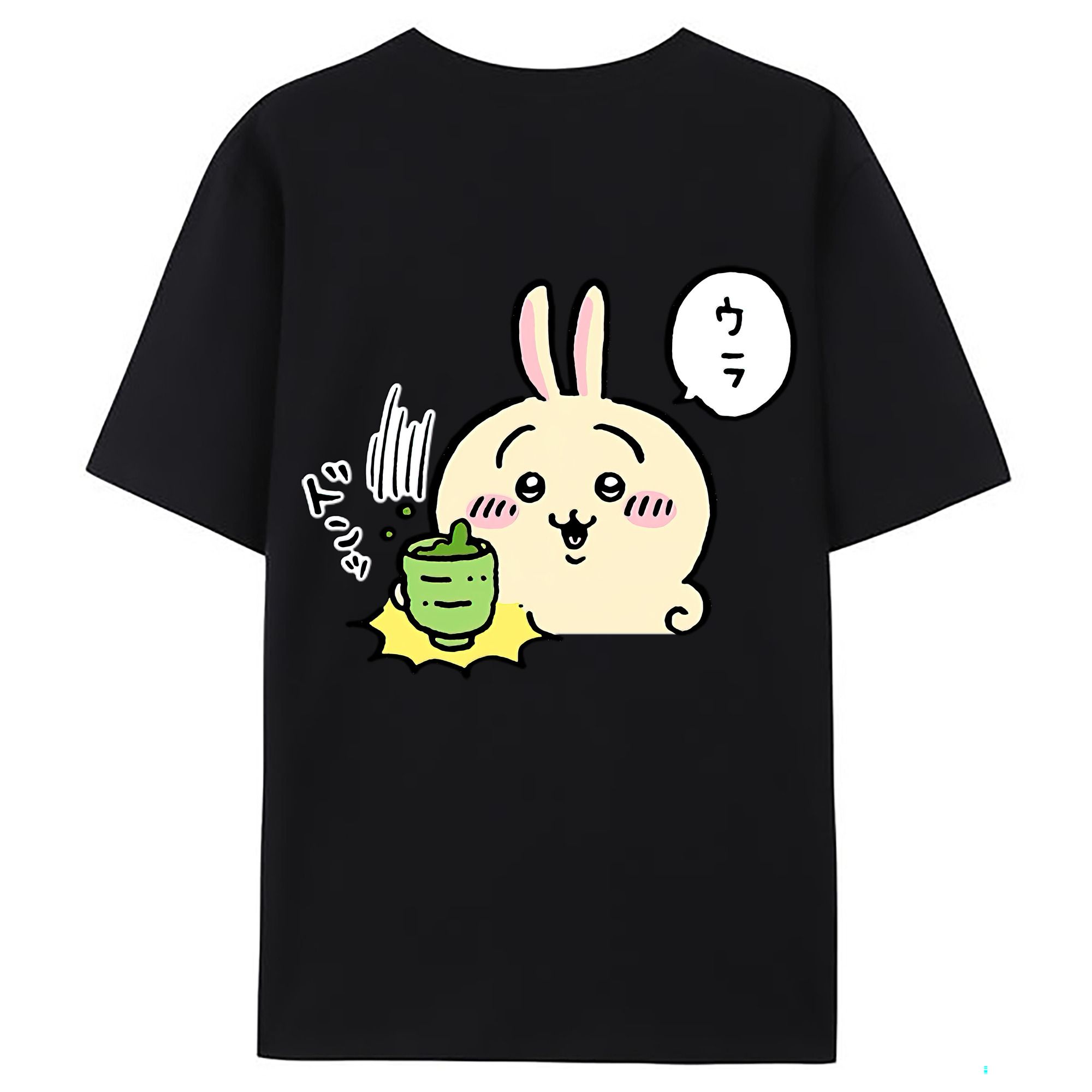 （画像用） ちいかわ うさぎ Chii-kawa usagi 綿100％ メンズ半袖Tシャツ（バックプリント） 通気性