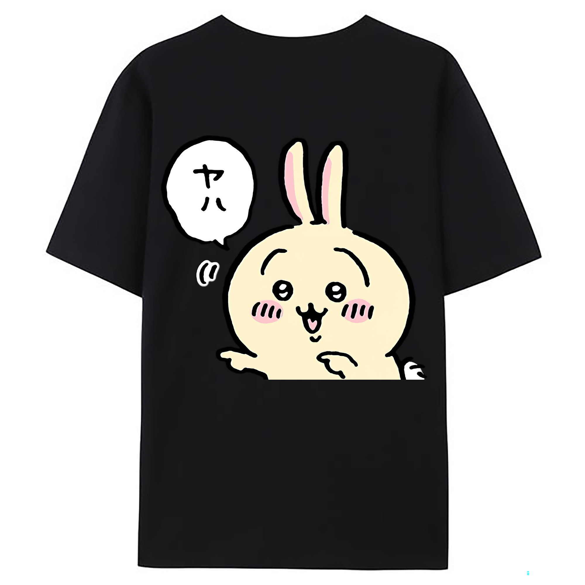 （画像用） ちいかわ うさぎ Chii-kawa usagi 綿100％ メンズ半袖Tシャツ（バックプリント） 通気性