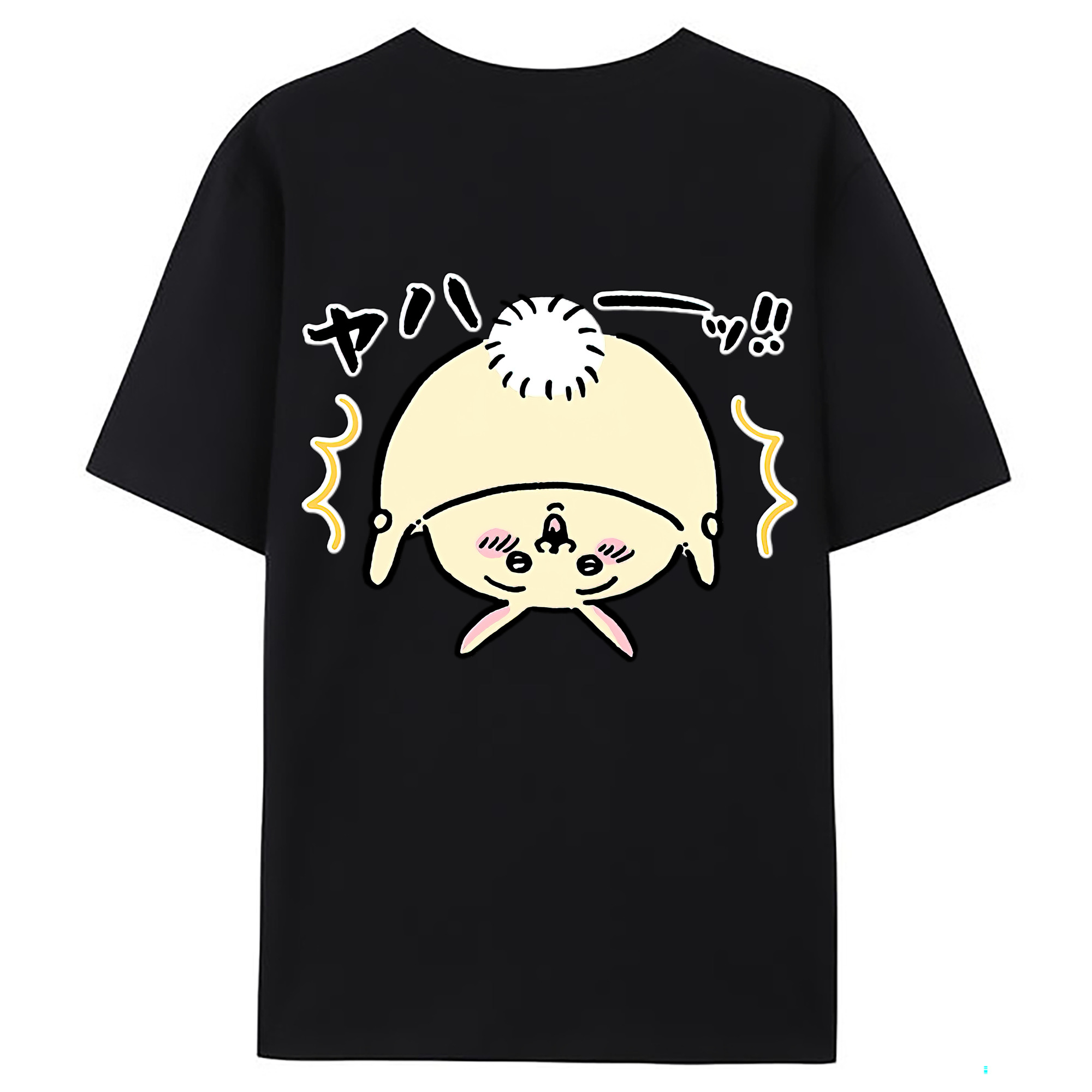 （画像用） ちいかわ うさぎ Chii-kawa usagi 綿100％ メンズ半袖Tシャツ（バックプリント） 通気性